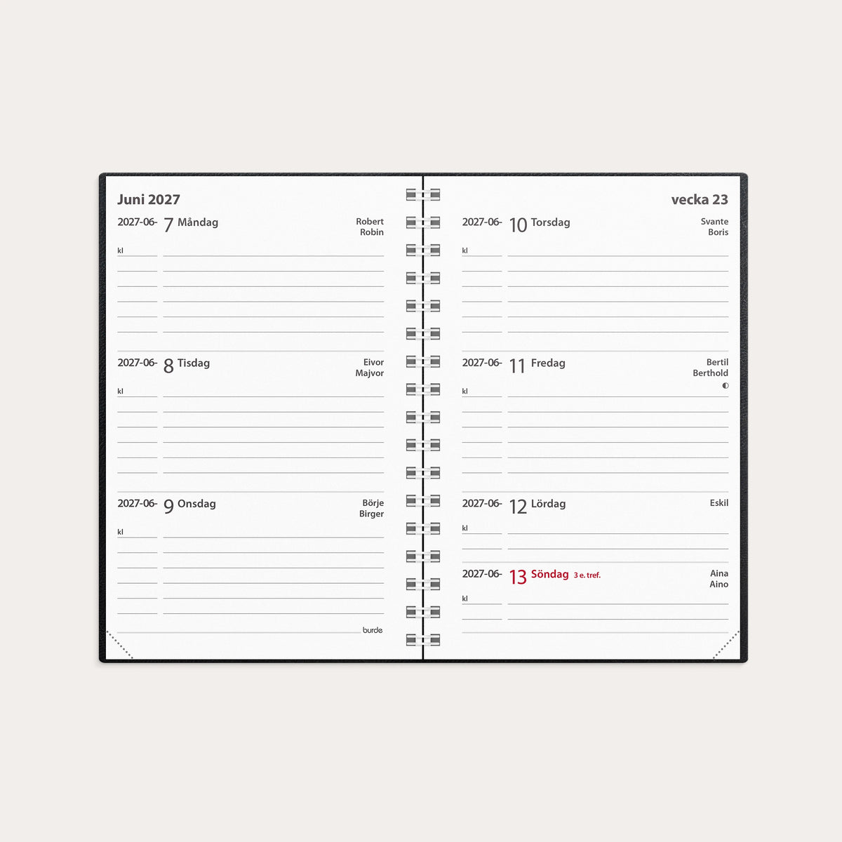 Kalender 2027 Leader svart plast