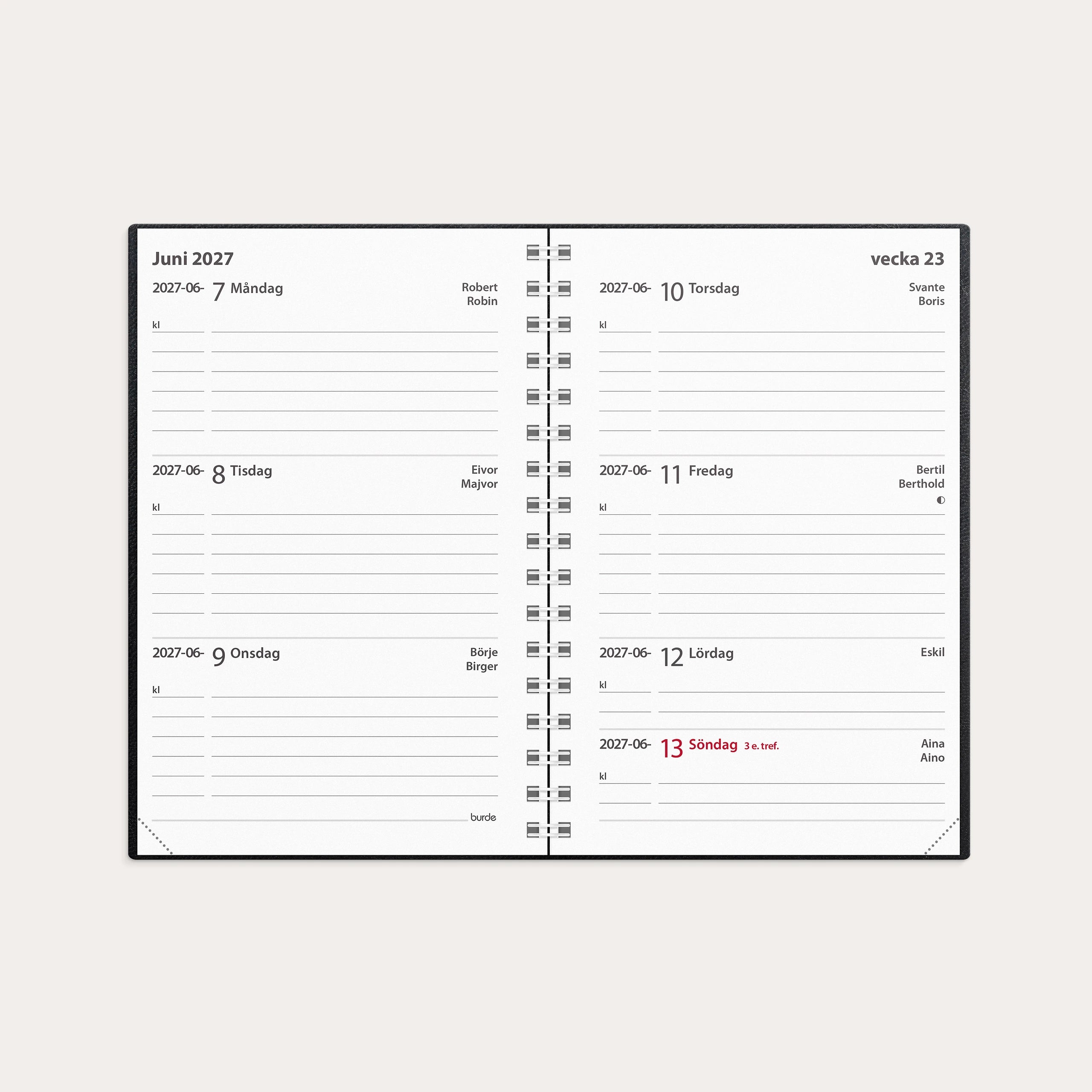 Kalender 2027 Leader svart plast