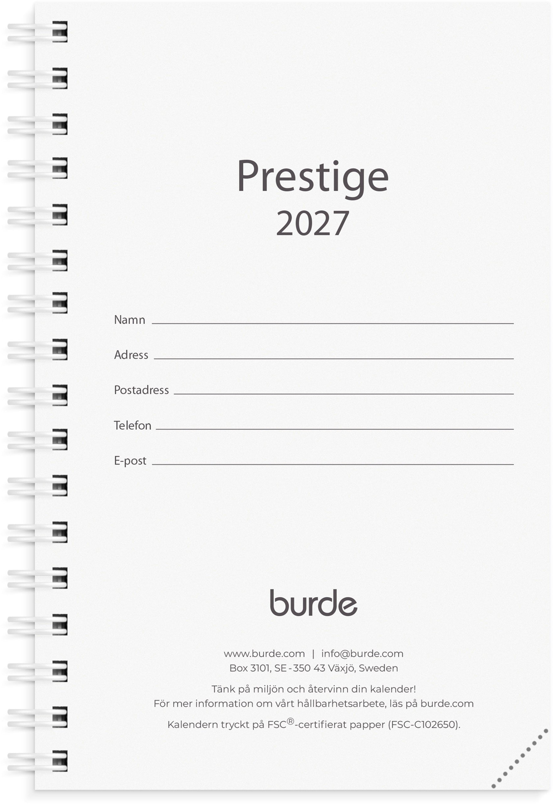 Kalender 2027 Prestige refill