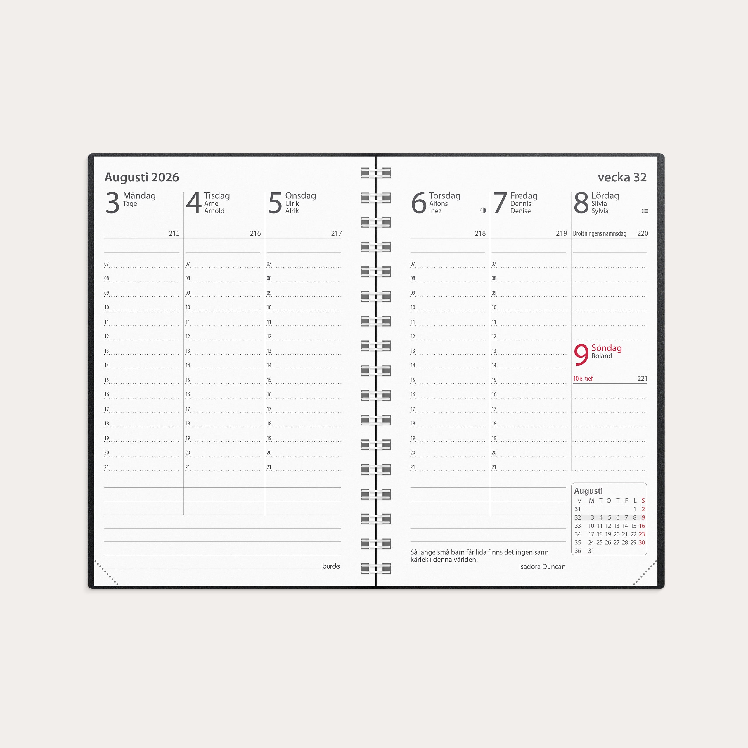 Kalender 2026 Prestige svart plast