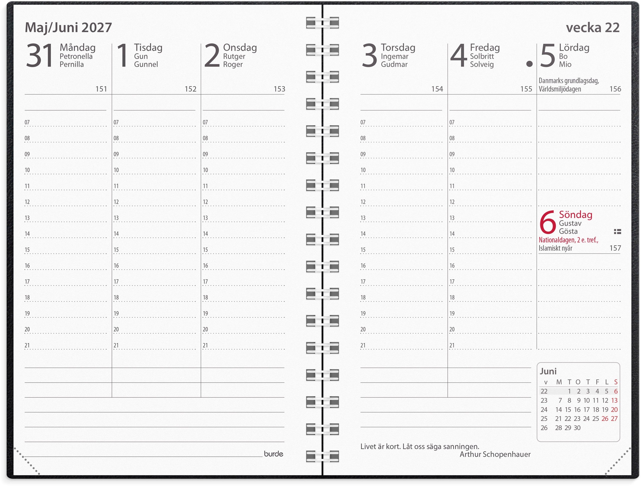 Kalender 2027 Prestige svart plast
