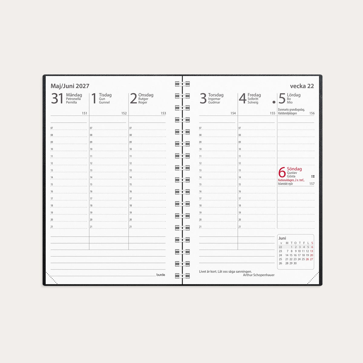 Kalender 2027 Prestige svart plast