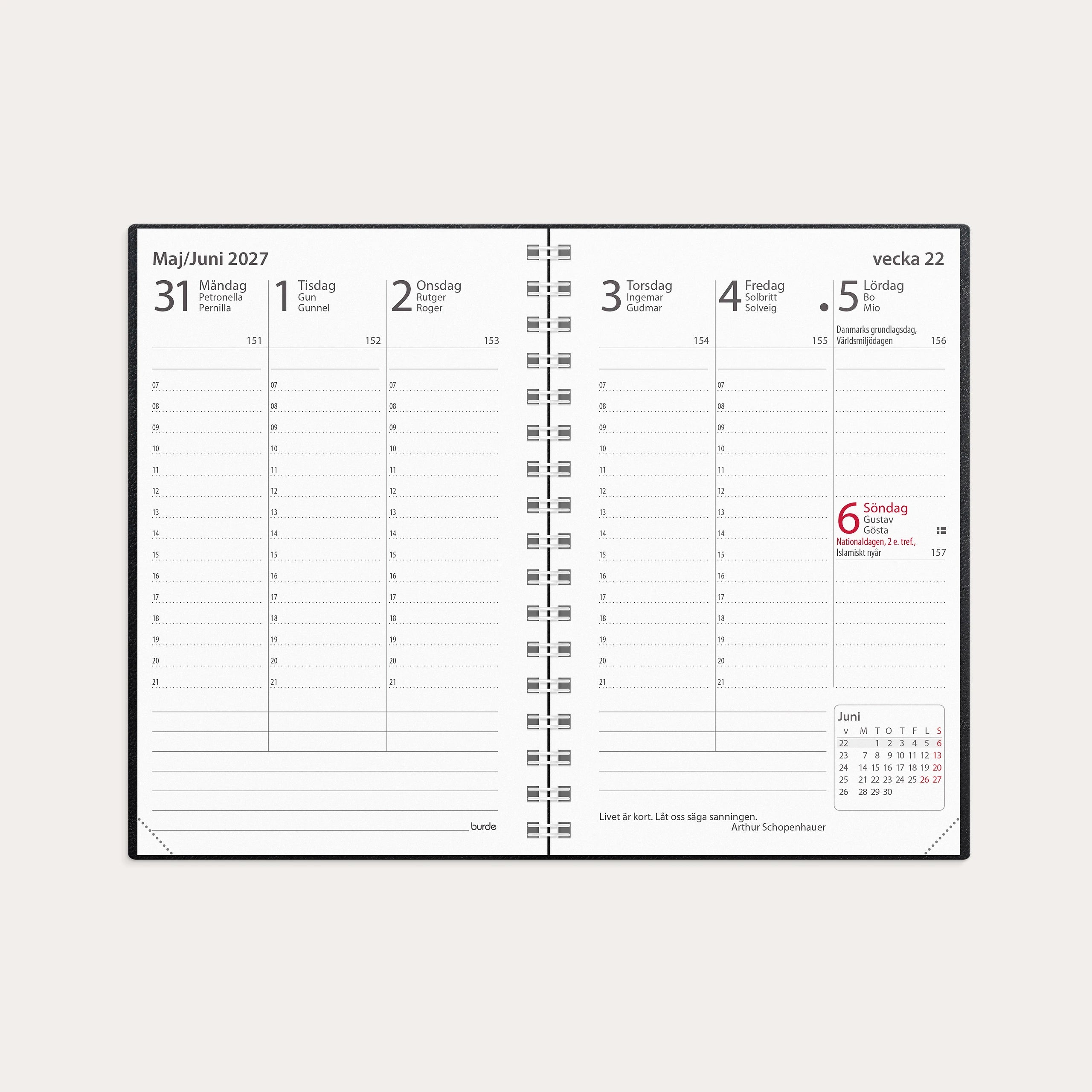 Kalender 2027 Prestige svart plast