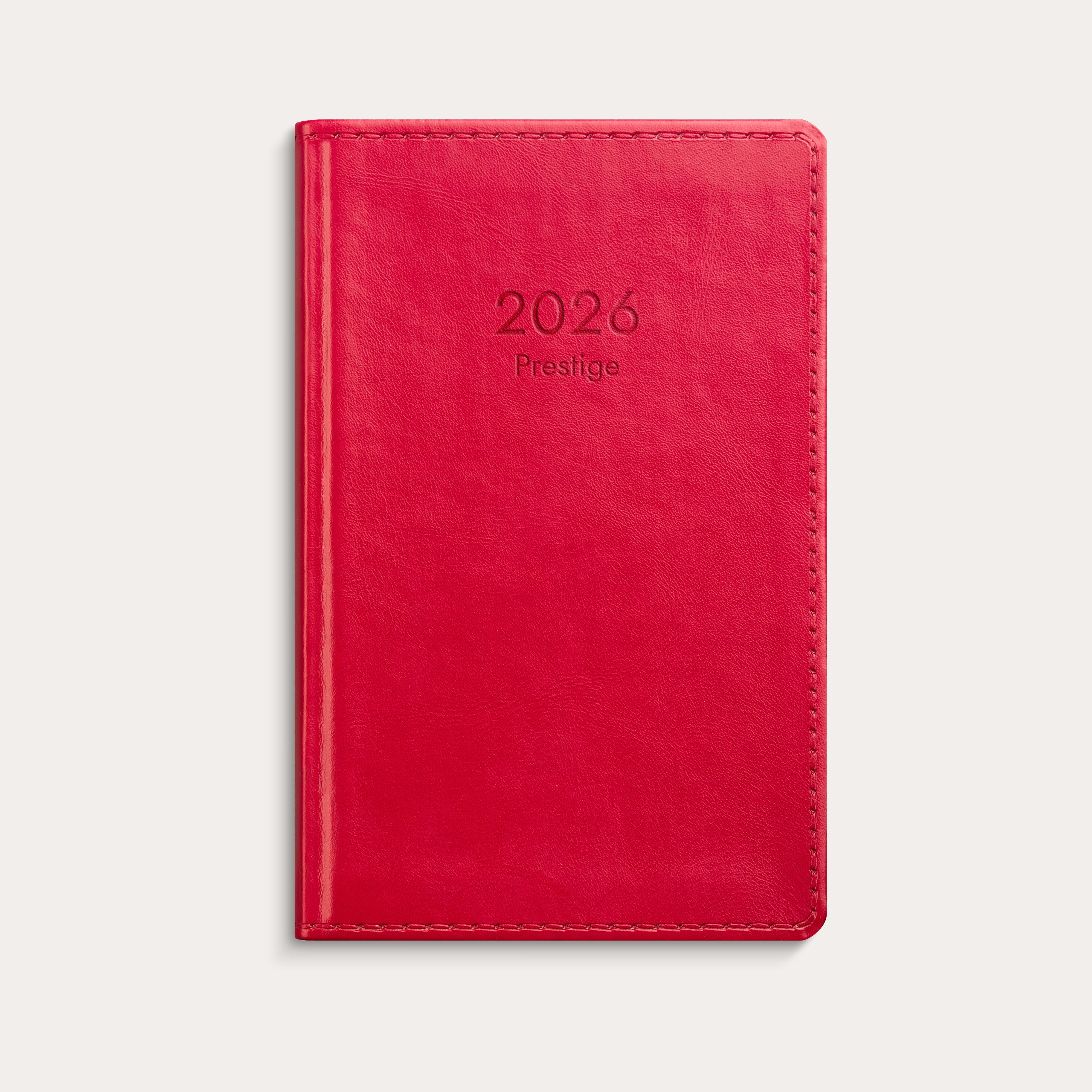Kalender 2026 Prestige rött konstläder