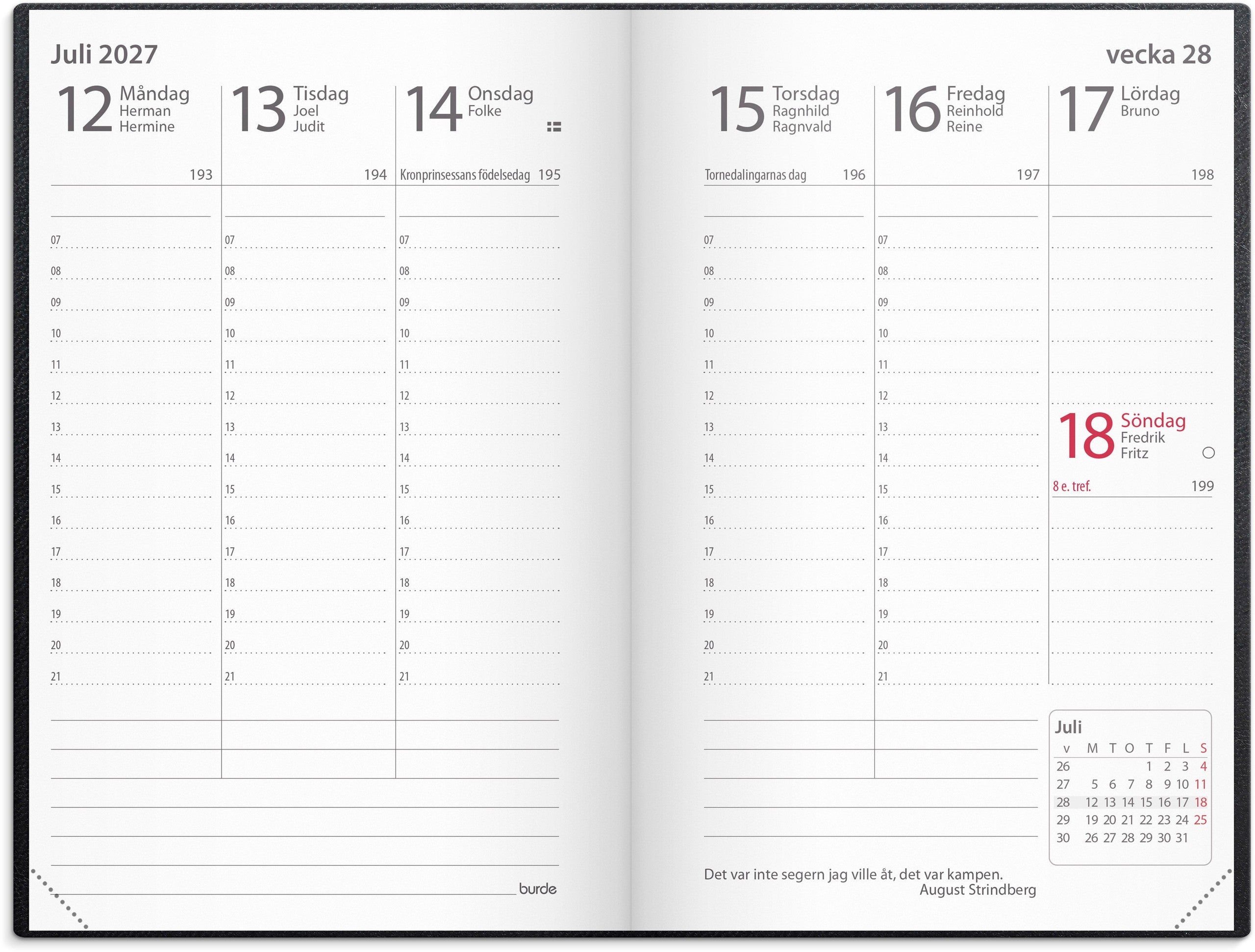 Kalender 2027 Prestige svart konstläder inb