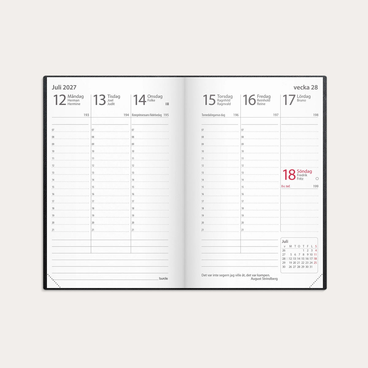 Kalender 2027 Prestige svart konstläder inb