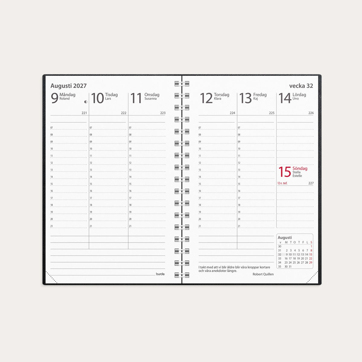 Kalender 2027 Prestige svart konstläder spiralb