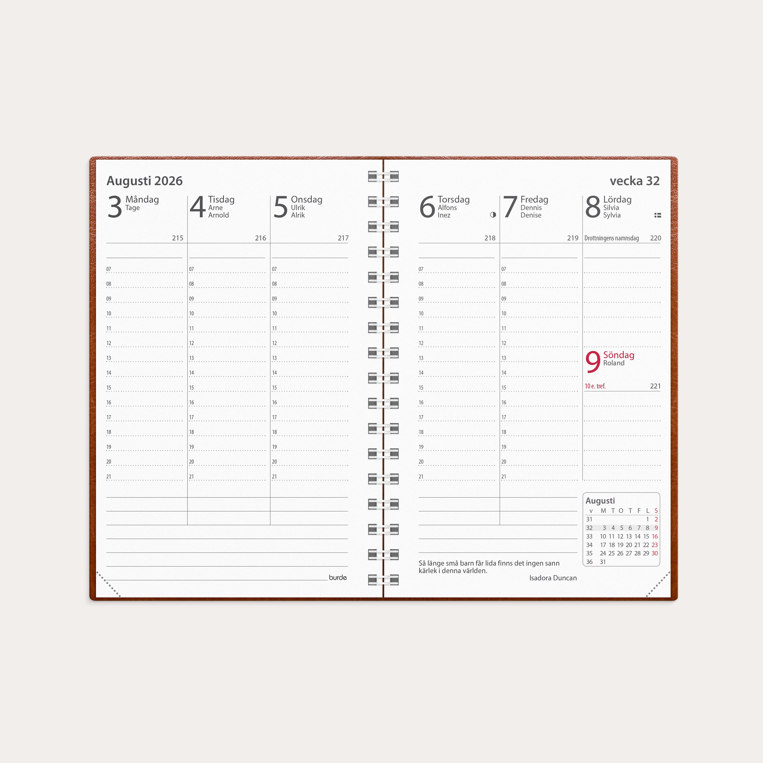 Kalender 2026 Prestige cognac konstläder