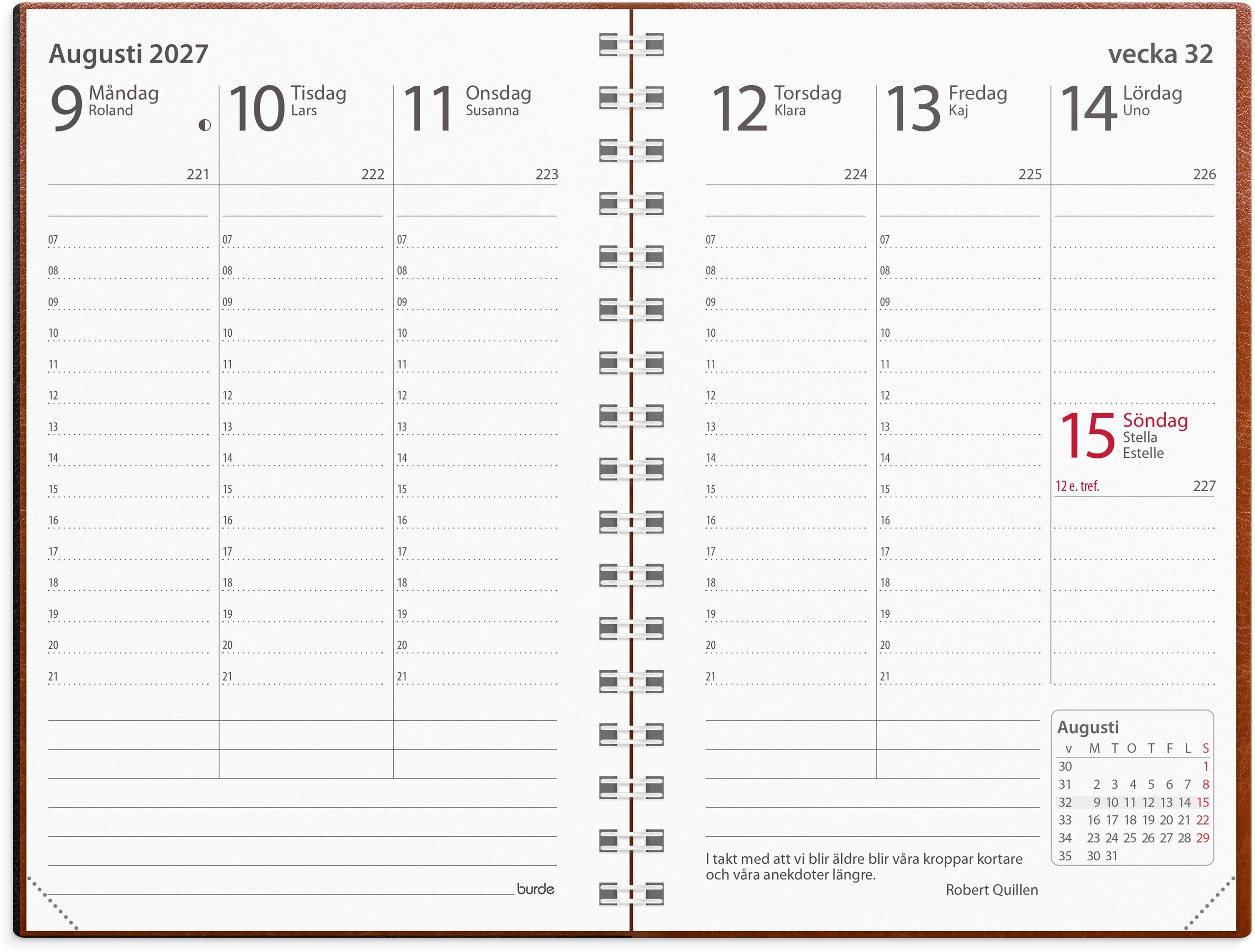 Kalender 2027 Prestige cognac konstläder