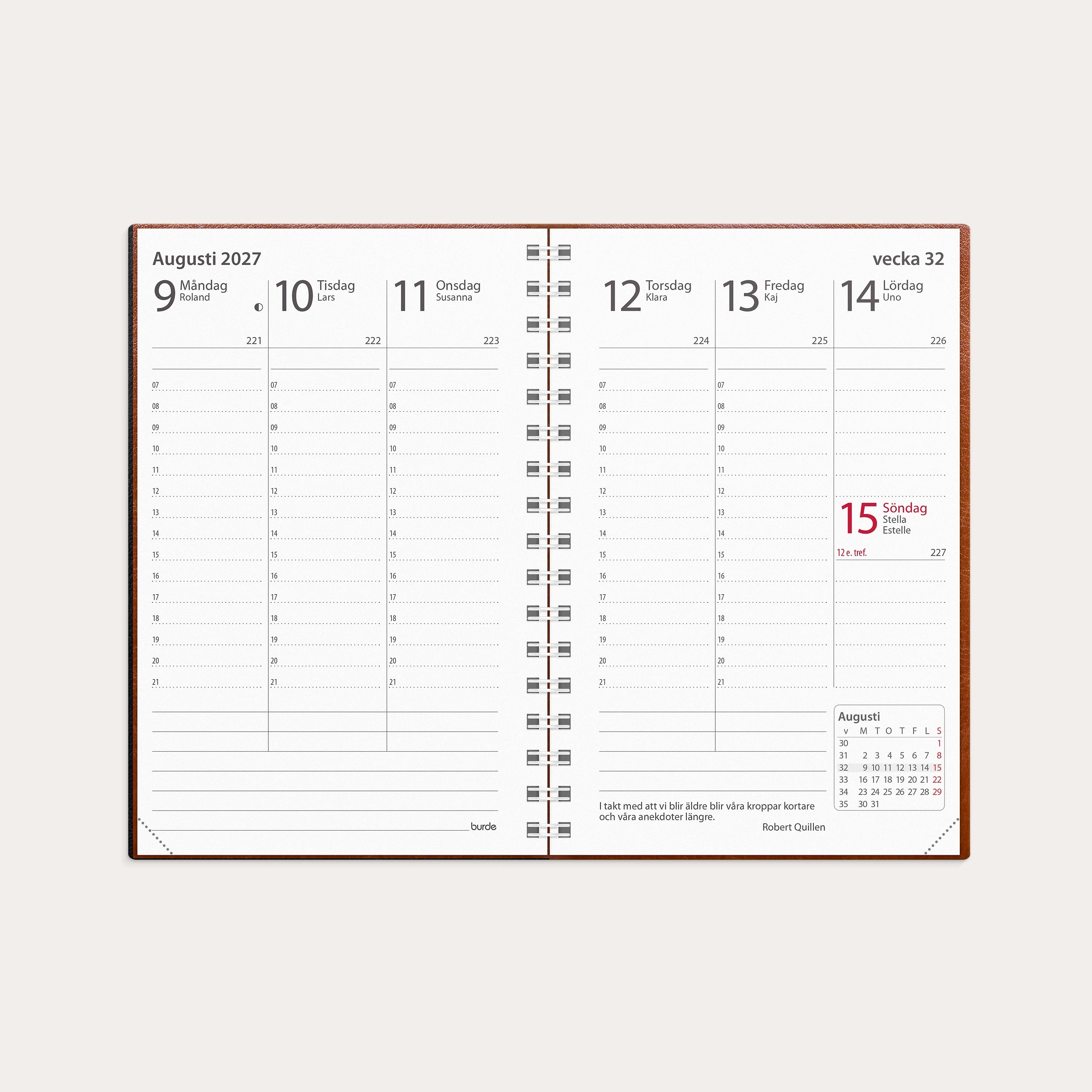 Kalender 2027 Prestige cognac konstläder