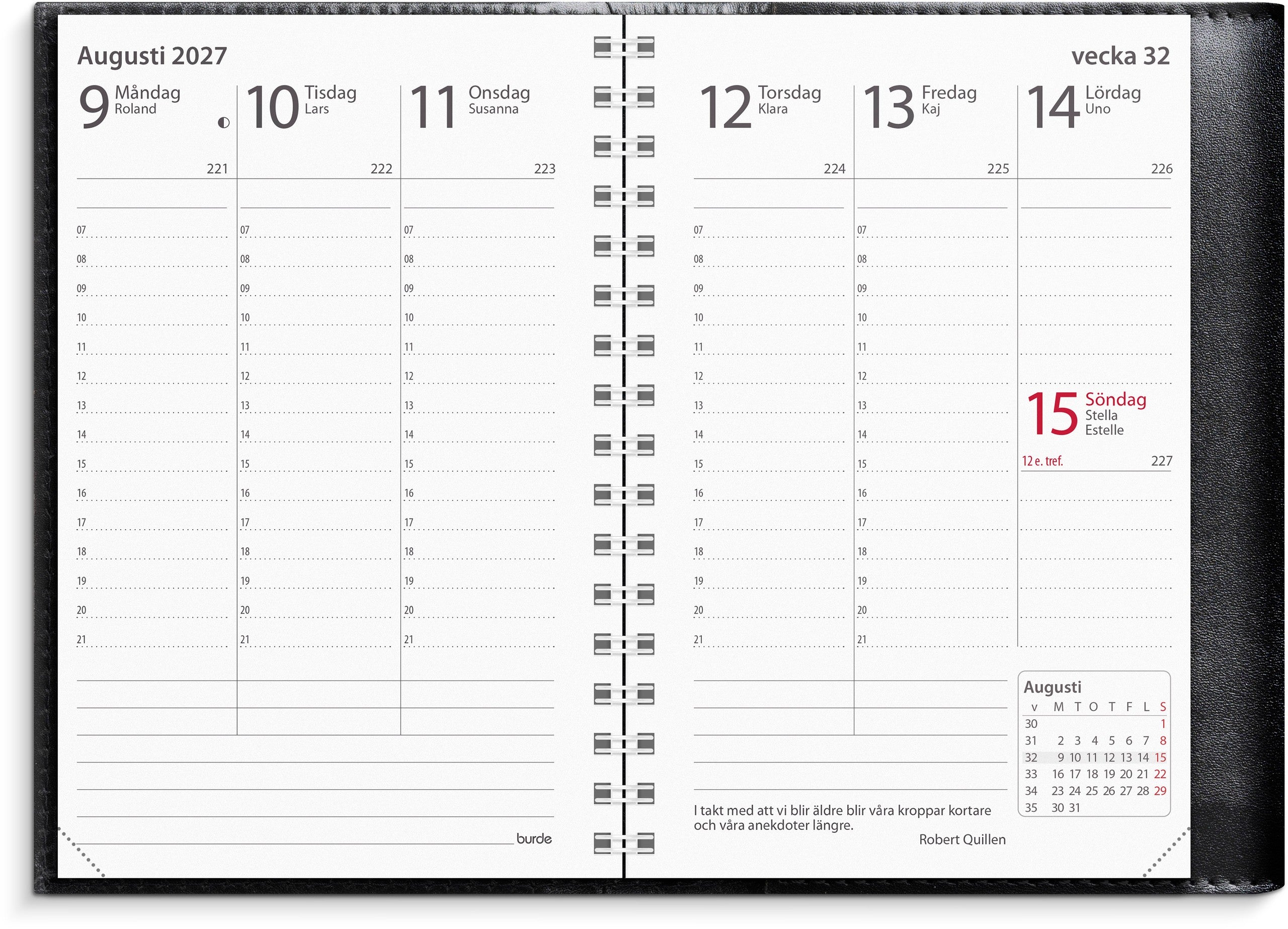 Kalender 2027 Prestige de Luxe svart skinn