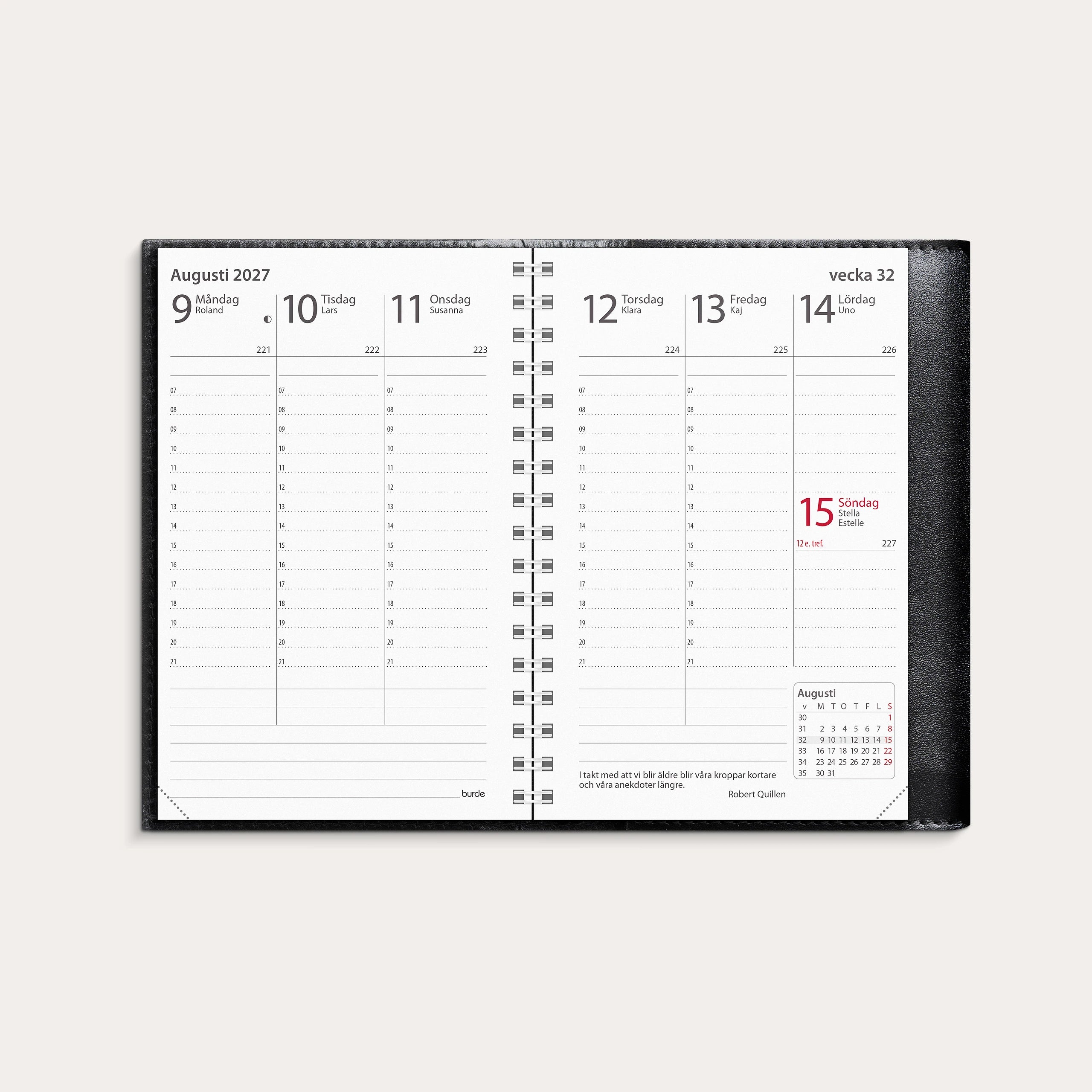 Kalender 2027 Prestige de Luxe svart skinn