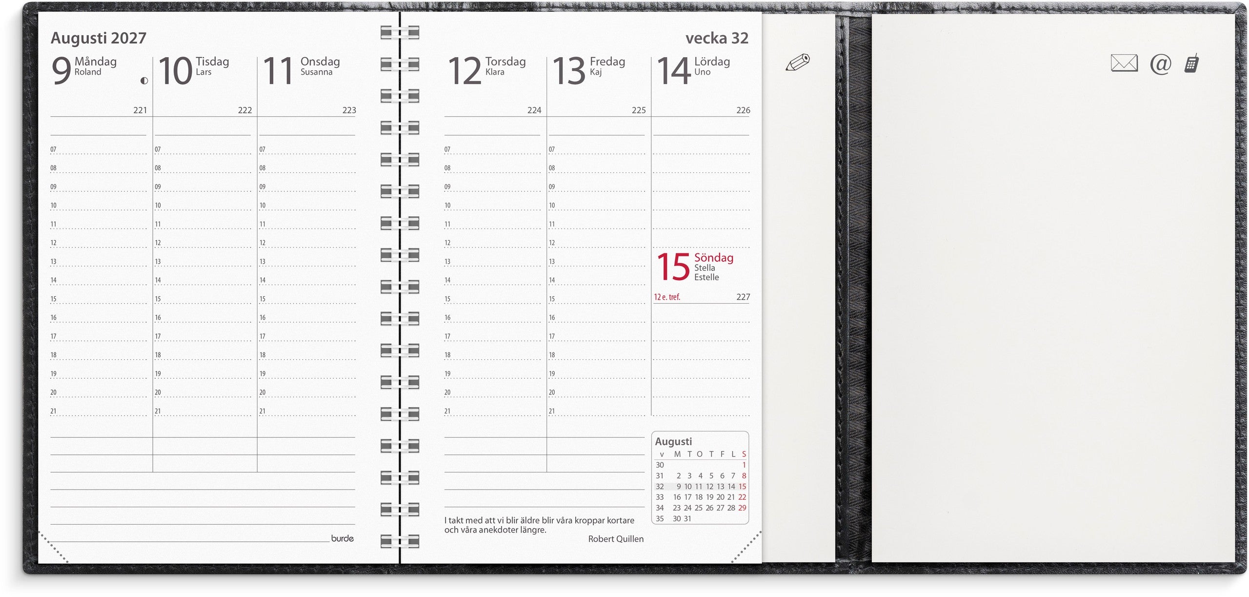 Kalender 2027 Prestige de Luxe svart skinn