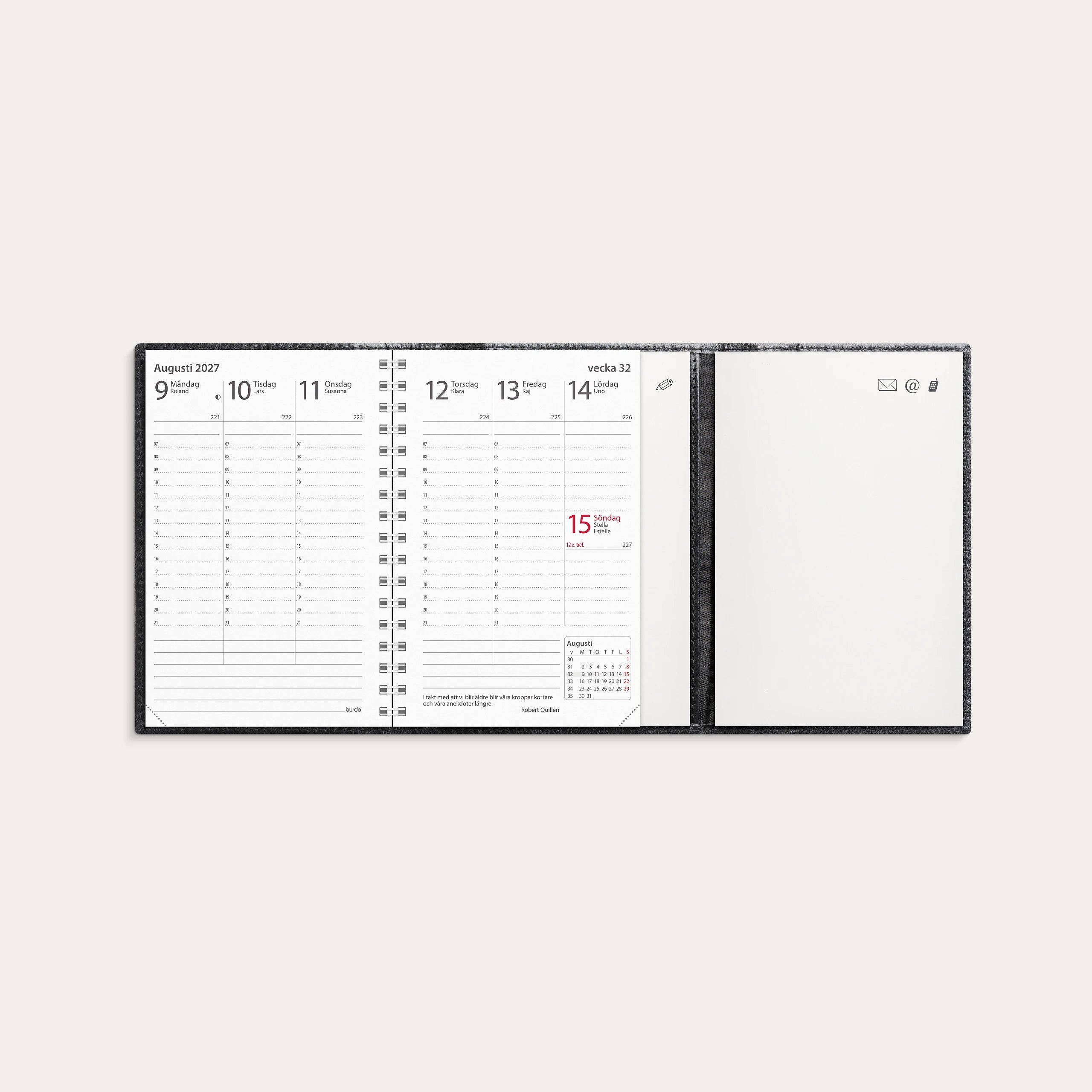 Kalender 2027 Prestige de Luxe svart skinn