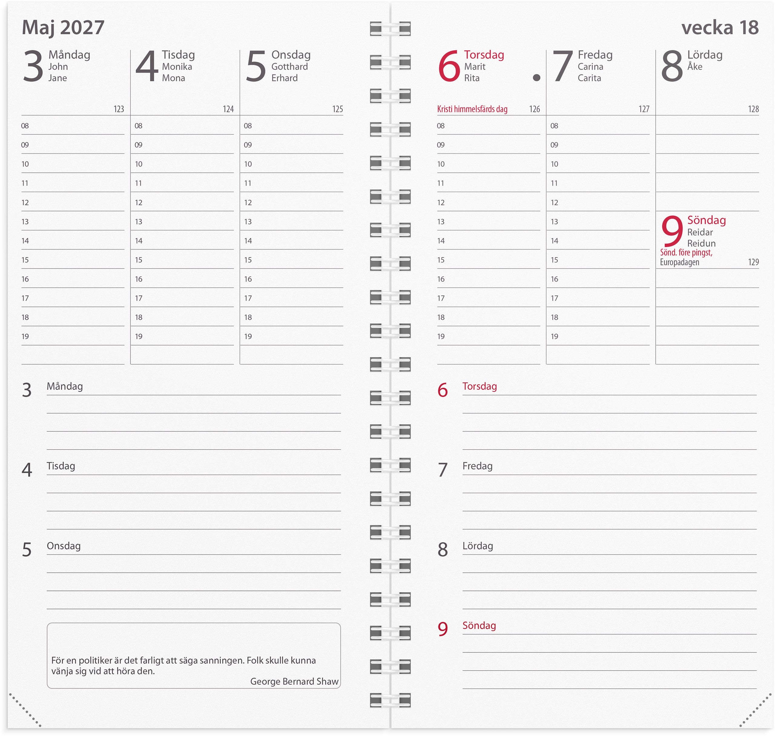 Kalender 2027 Minister refill