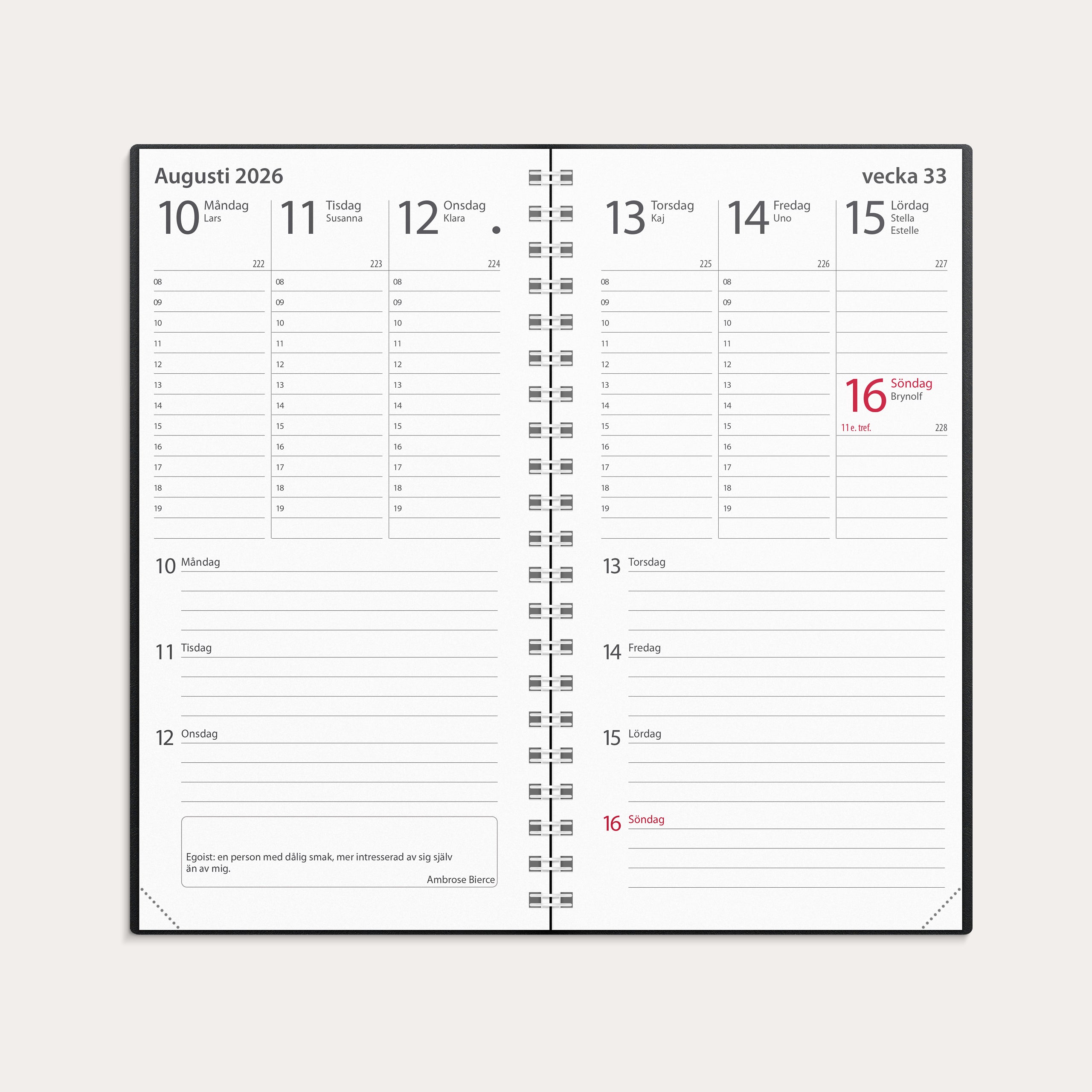 Kalender 2026 Minister svart plast