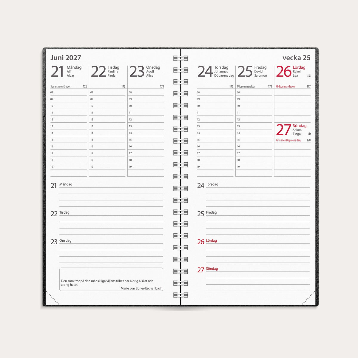 Kalender 2027 Minister svart plast