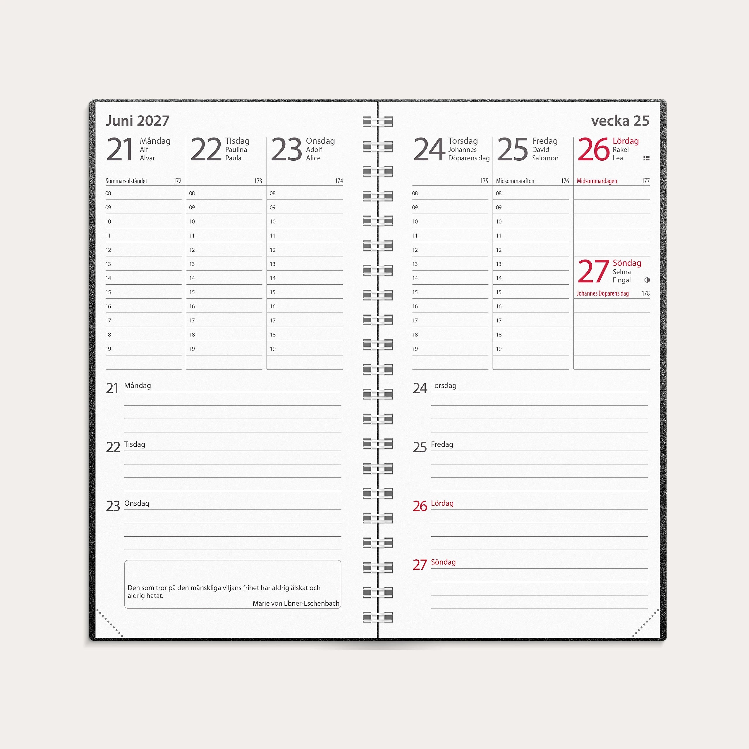 Kalender 2027 Minister svart plast