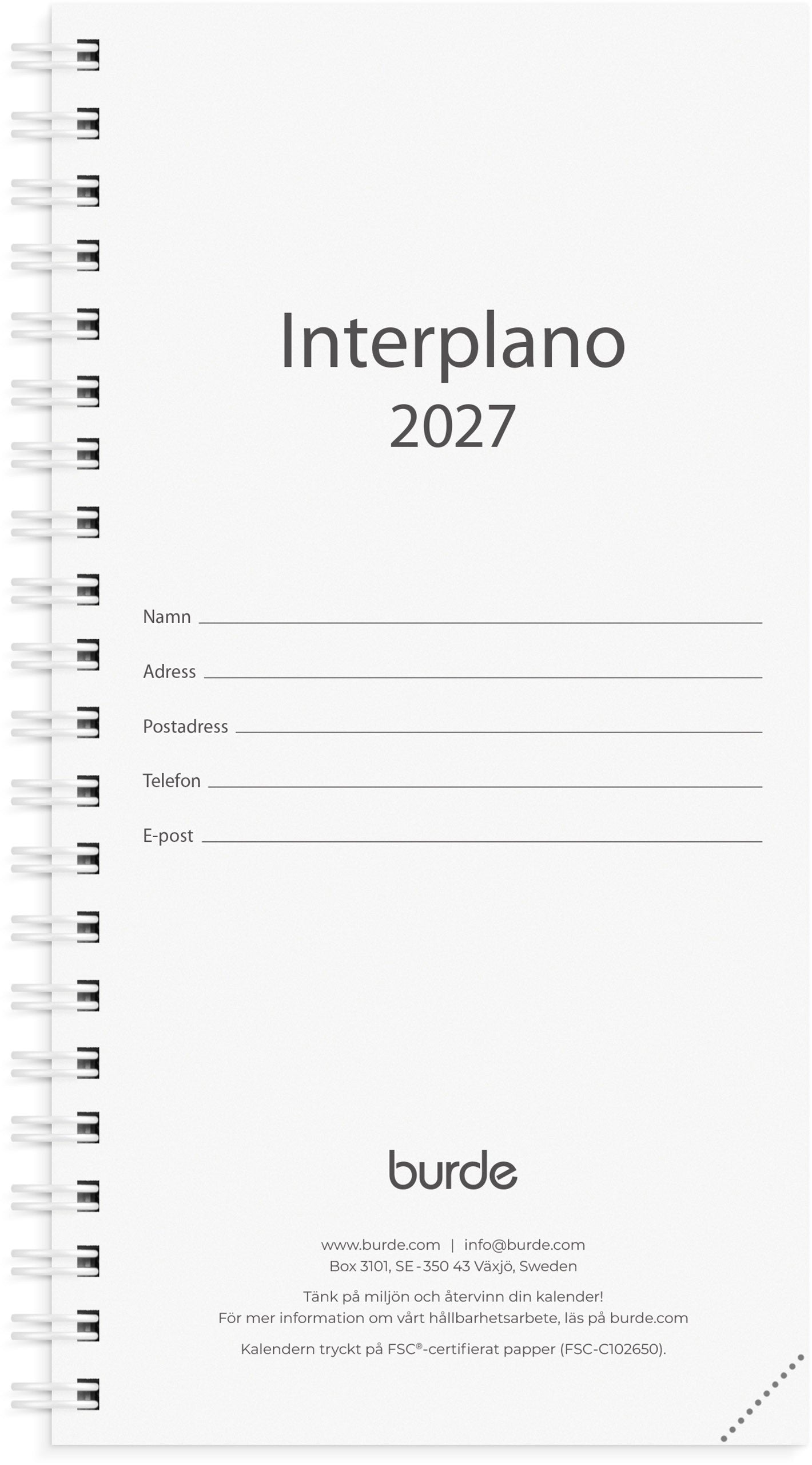 Kalender 2027 Interplano refill