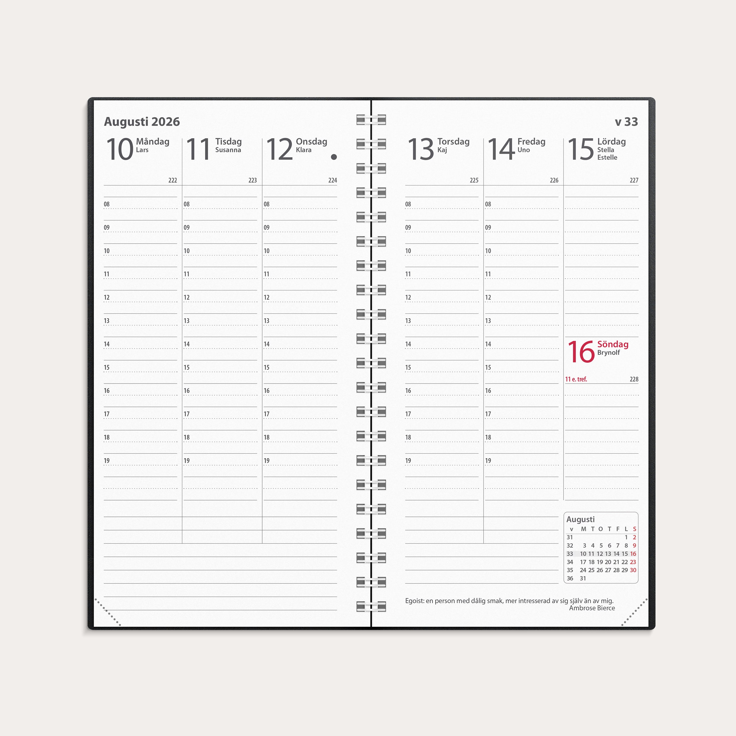 Kalender 2026 Interplano svart plast