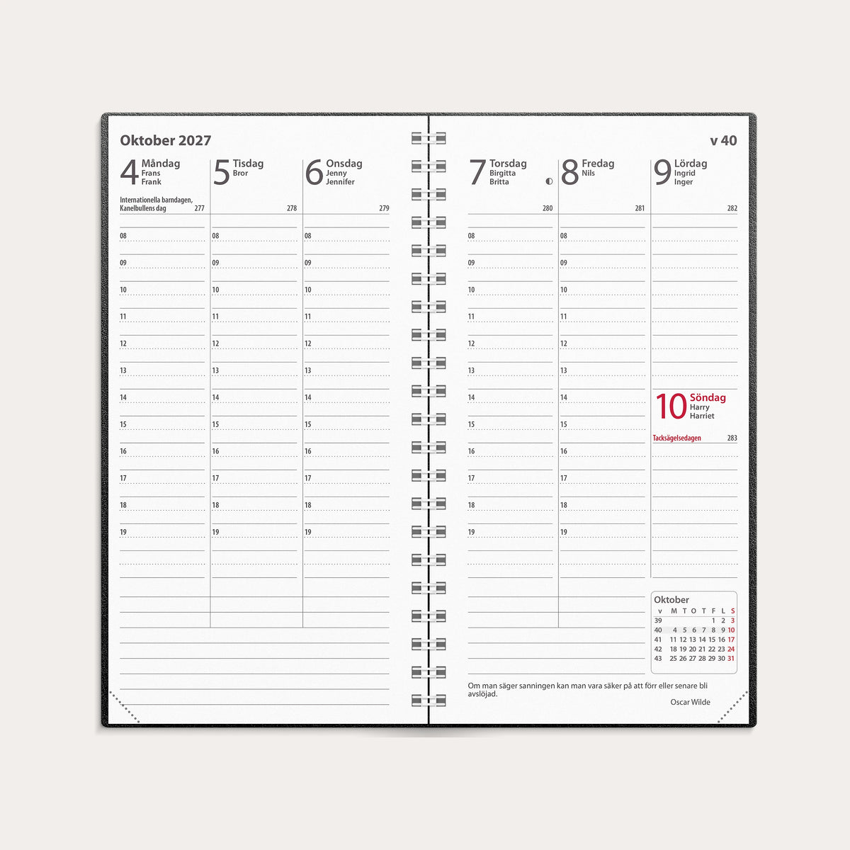 Kalender 2027 Interplano svart plast