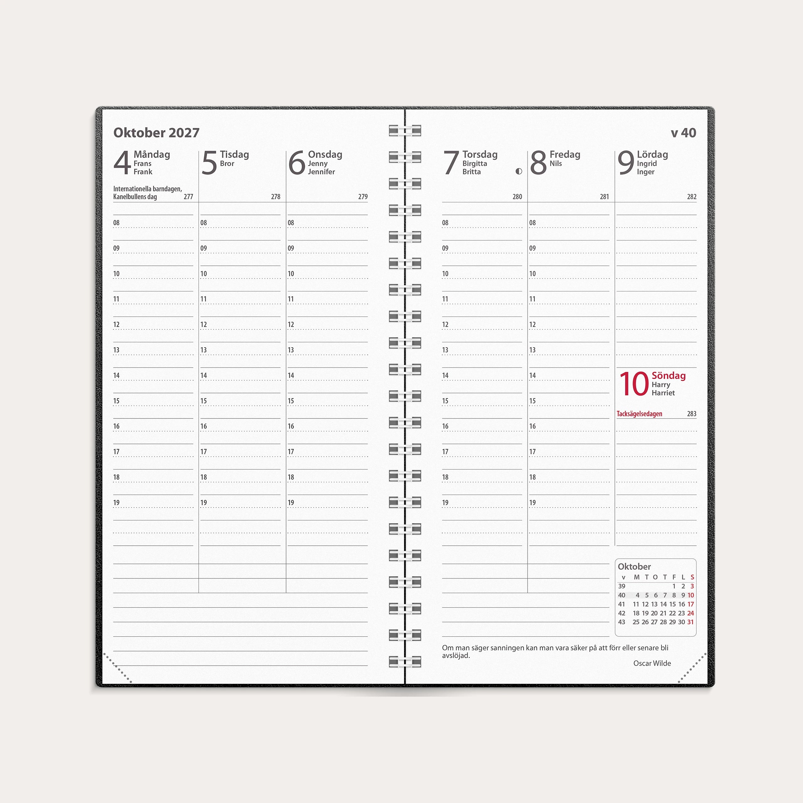 Kalender 2027 Interplano svart plast