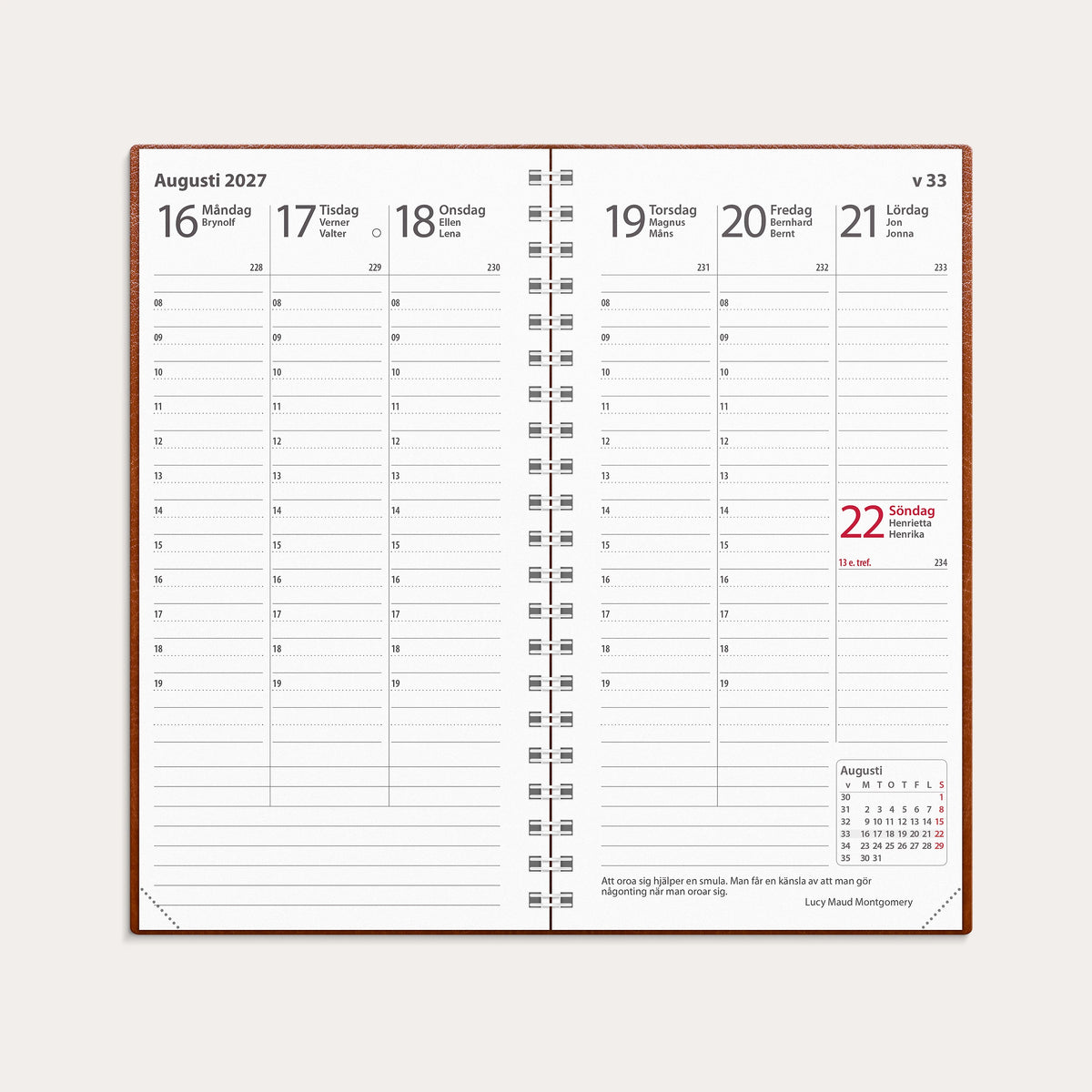 Kalender 2027 Interplano cognac konstläder