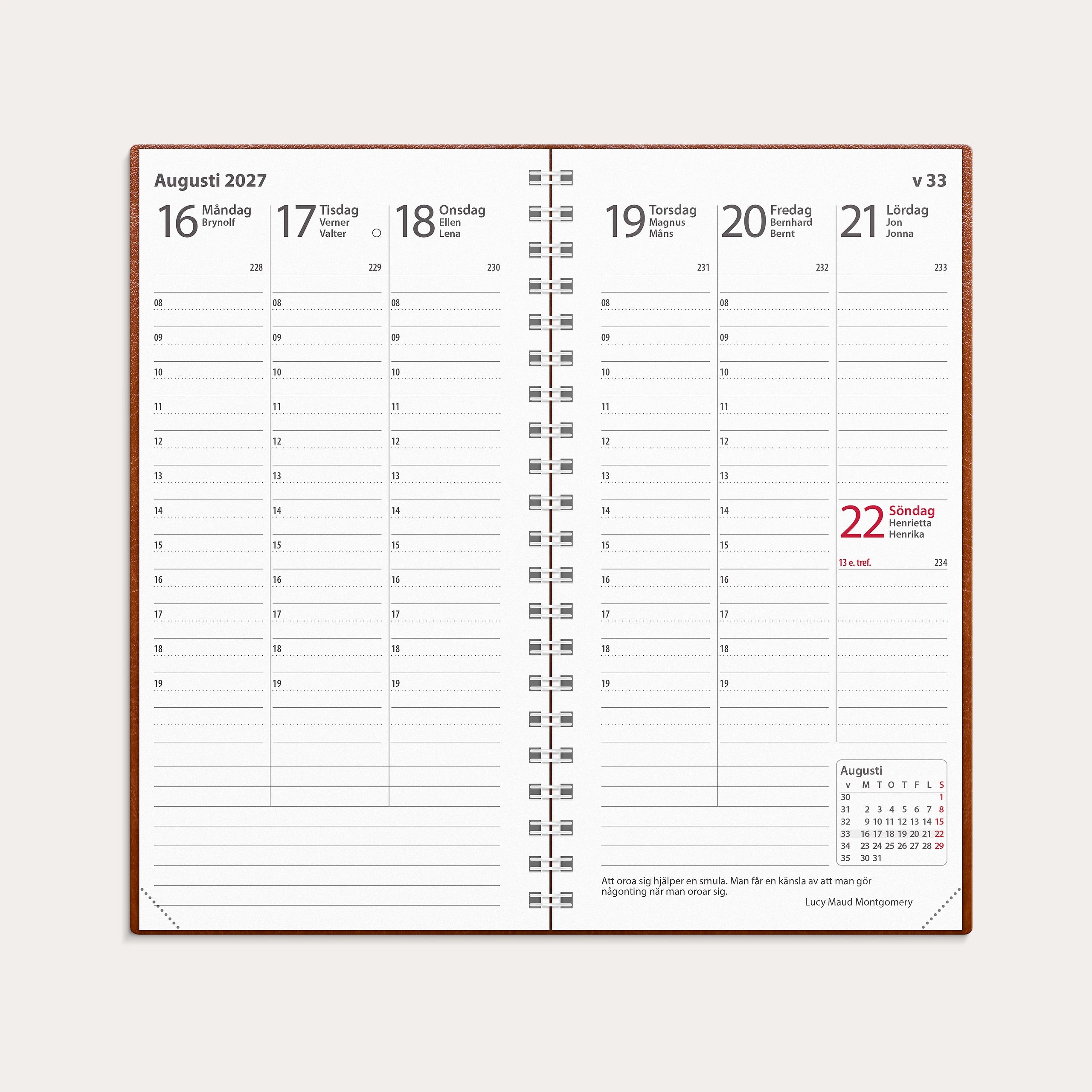 Kalender 2027 Interplano cognac konstläder