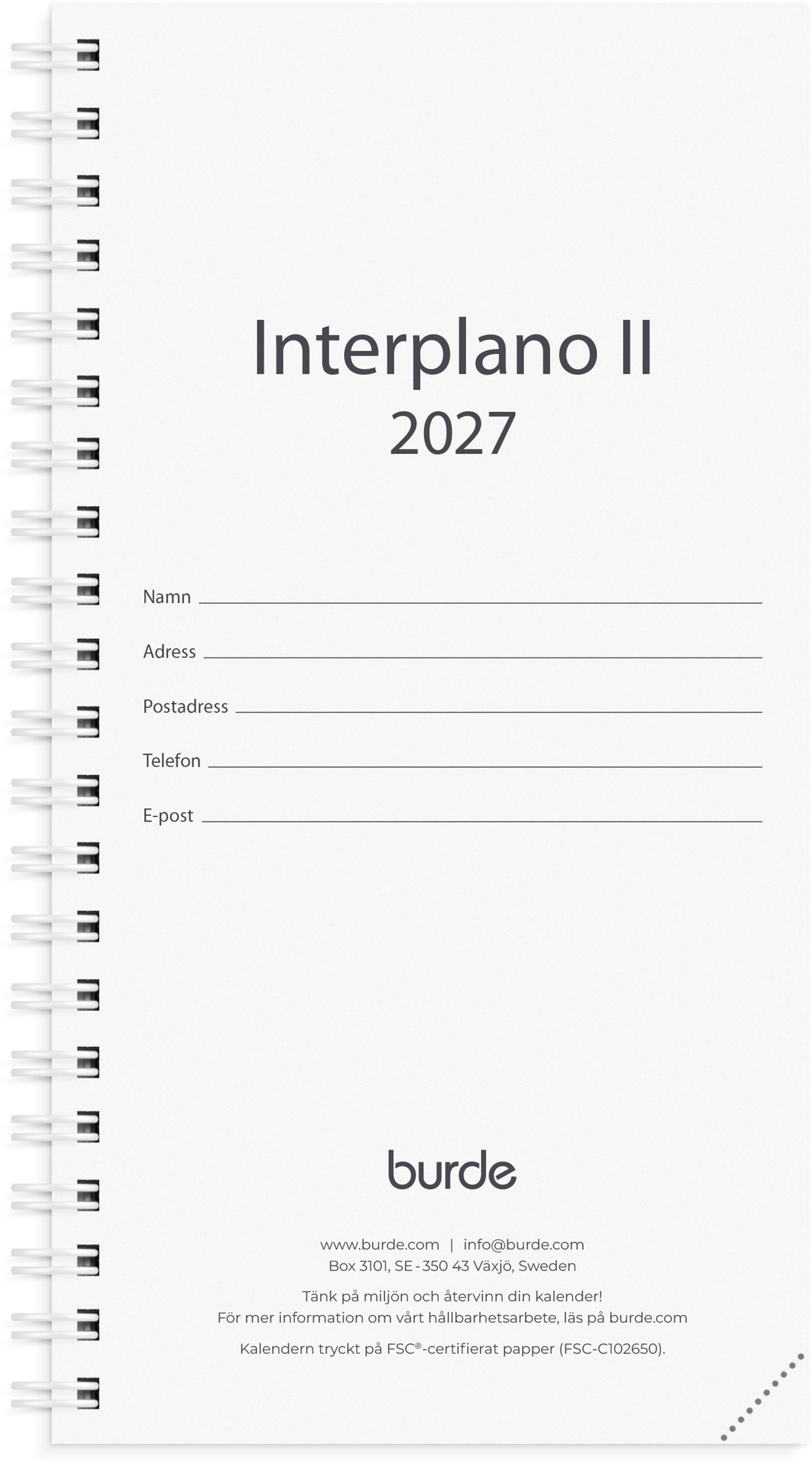 Kalender 2027 Interplano II refill