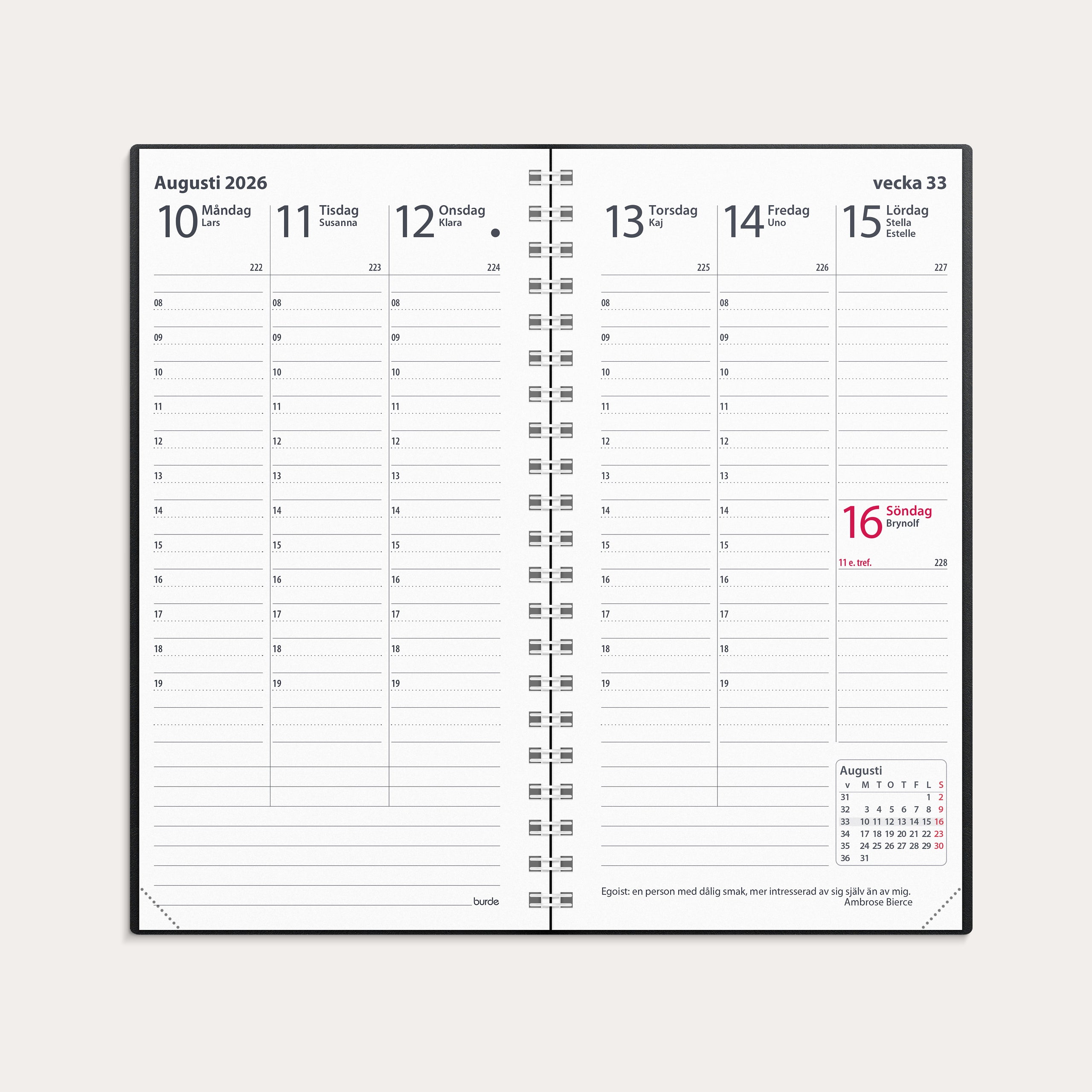 Kalender 2026 Interplano II svart plast