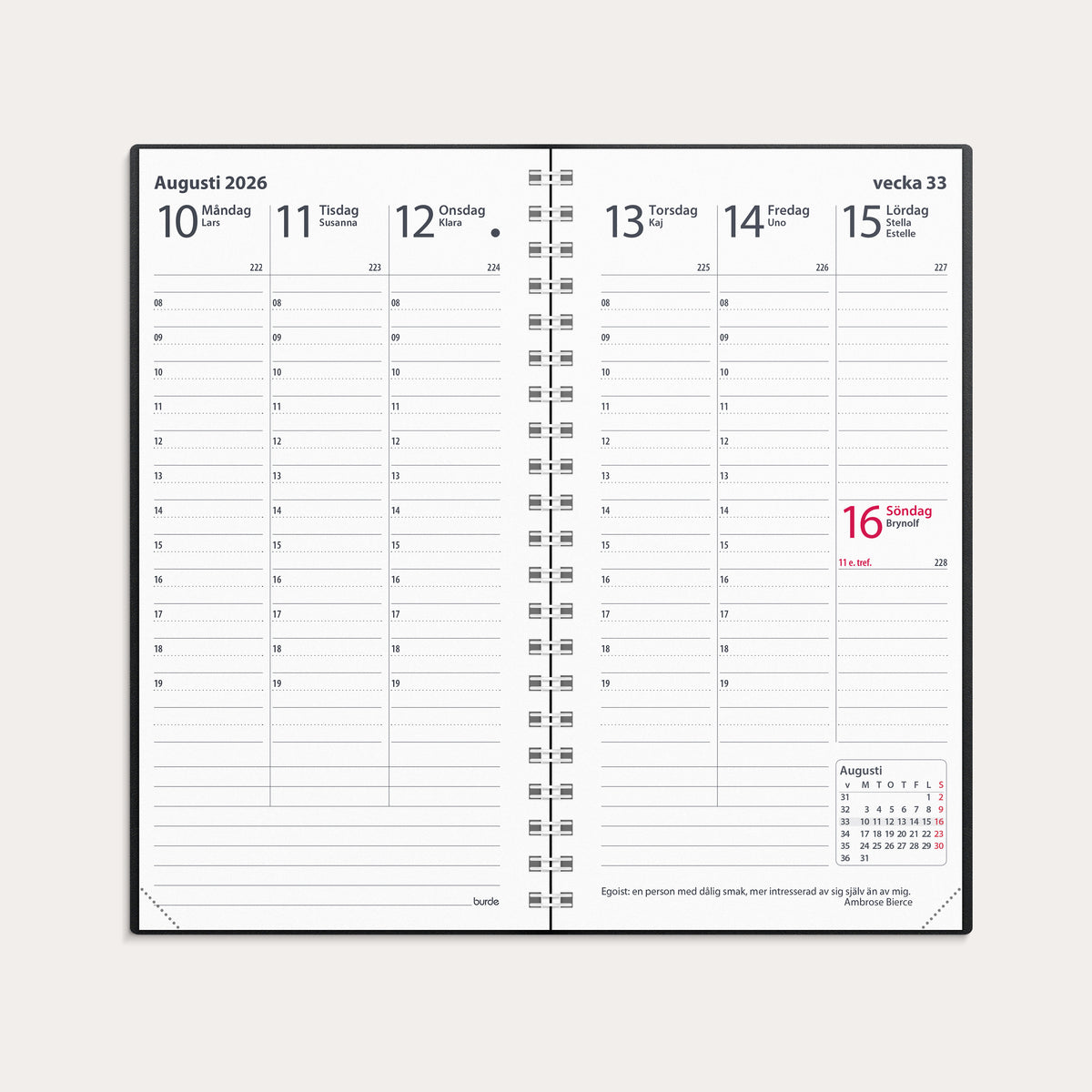 Kalender 2026 Interplano II svart plast