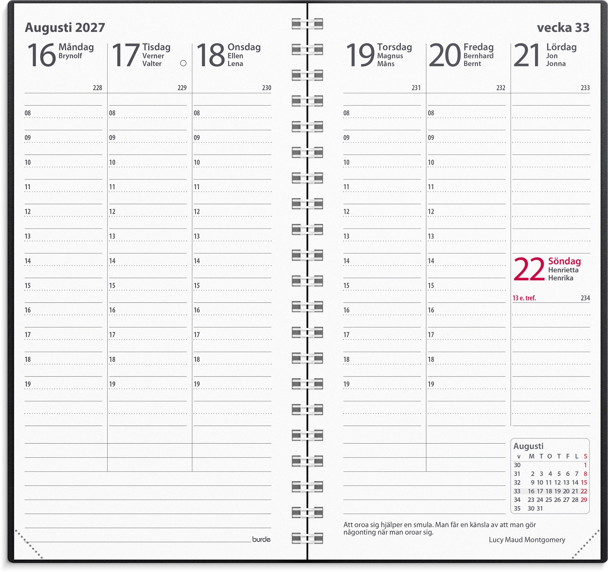 Kalender 2027 Interplano II svart konstläder