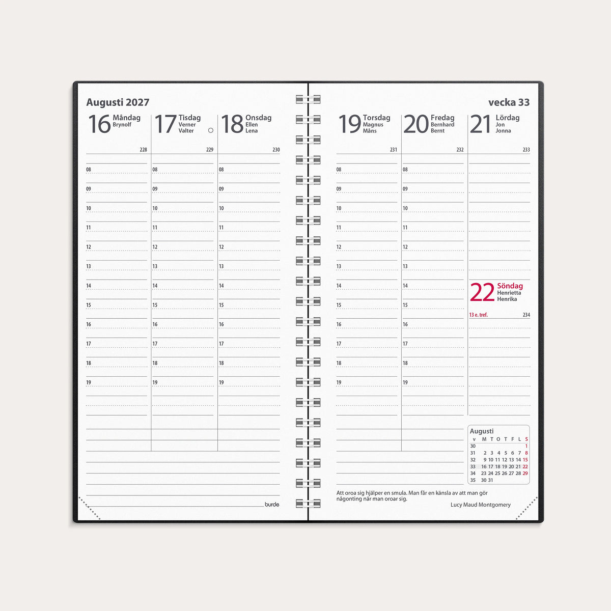 Kalender 2027 Interplano II svart konstläder