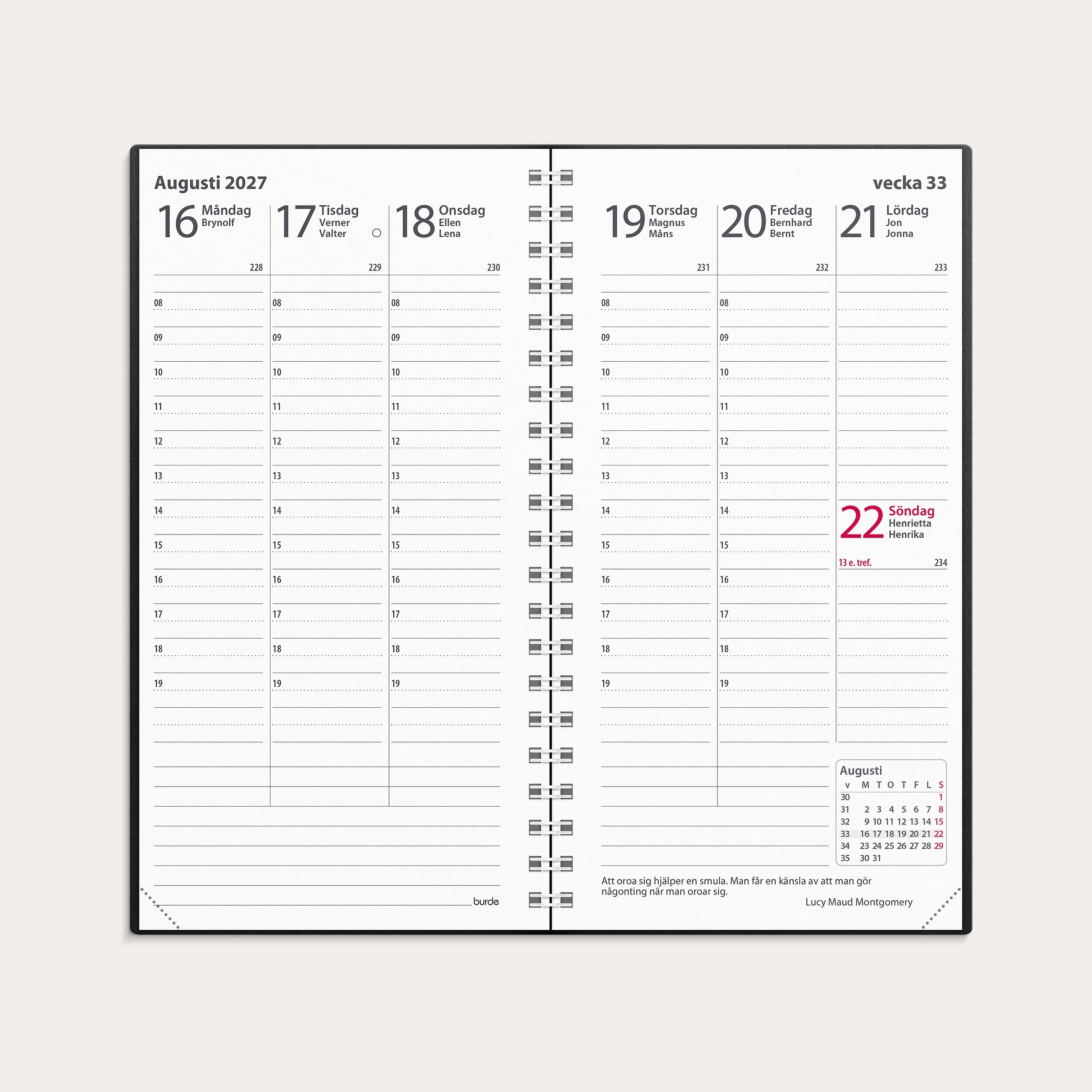 Kalender 2027 Interplano II svart skinn