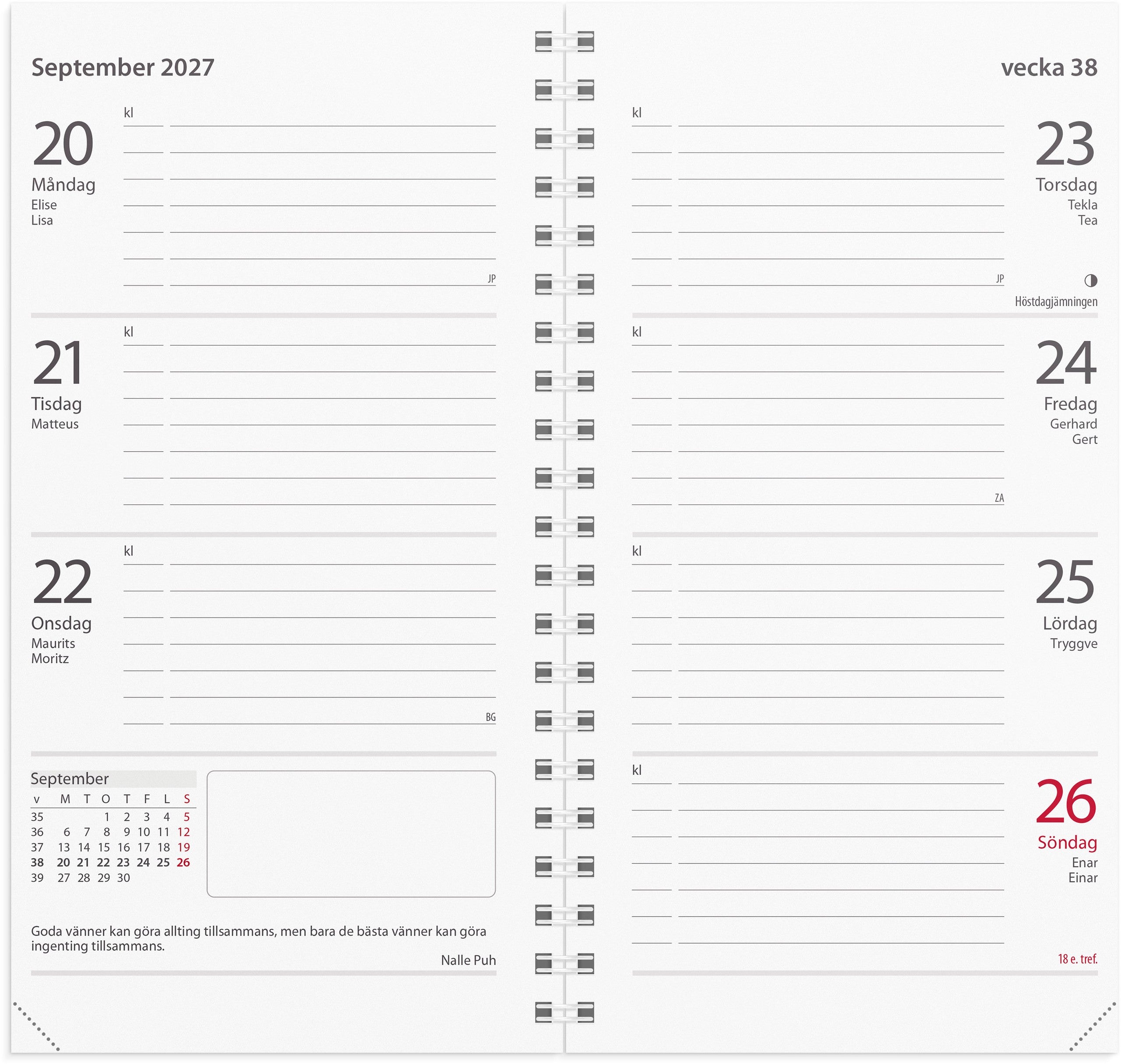 Kalender 2027 Master refill
