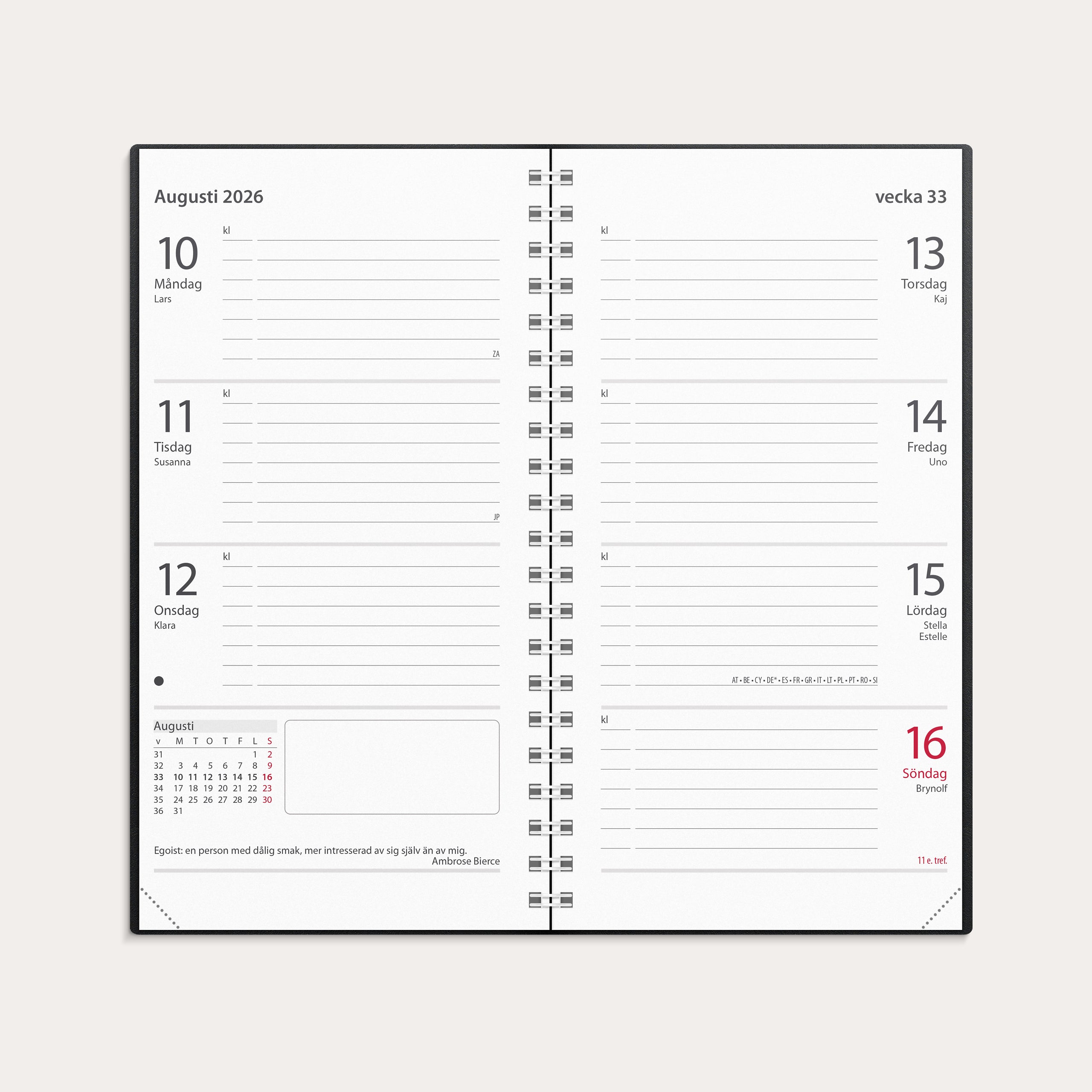 Kalender 2026 Master svart plast