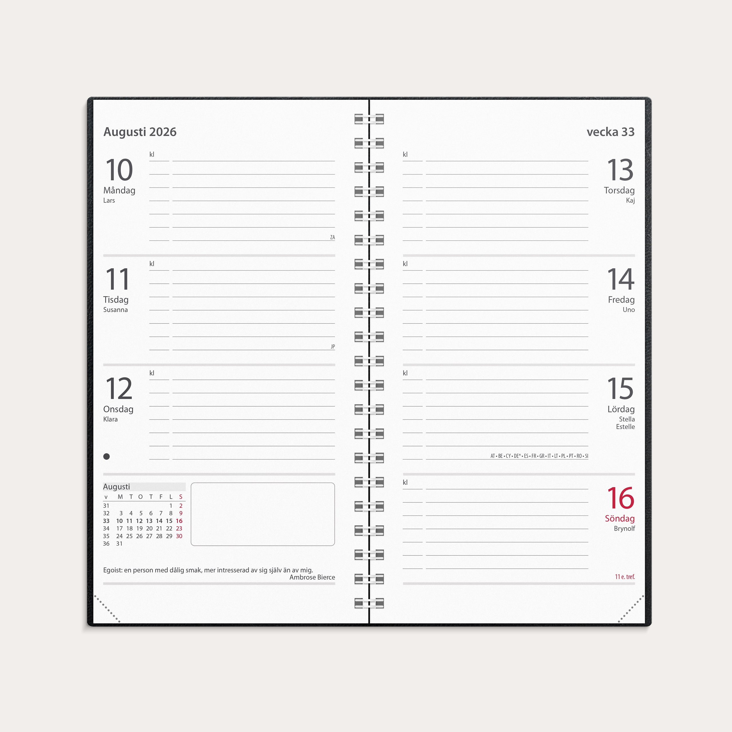 Kalender 2026 Master svart konstläder