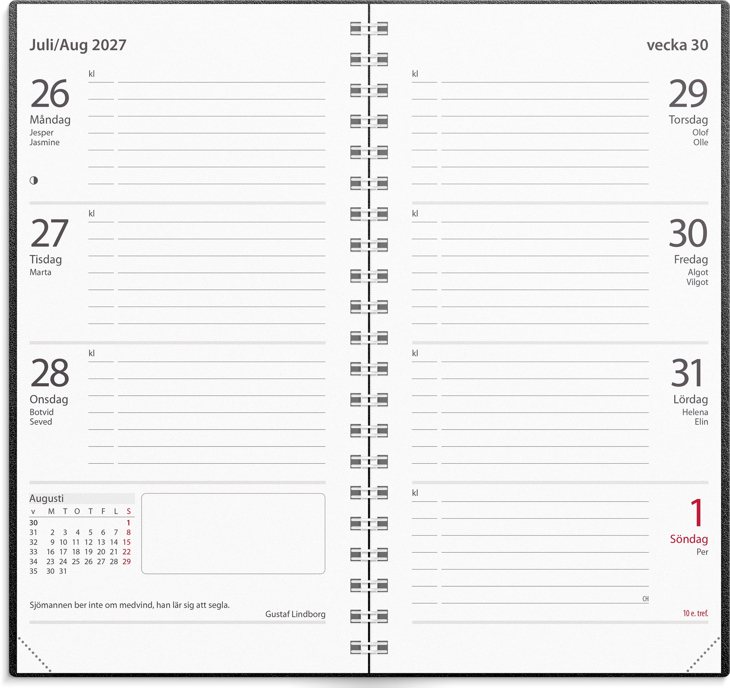Kalender 2027 Master svart konstläder