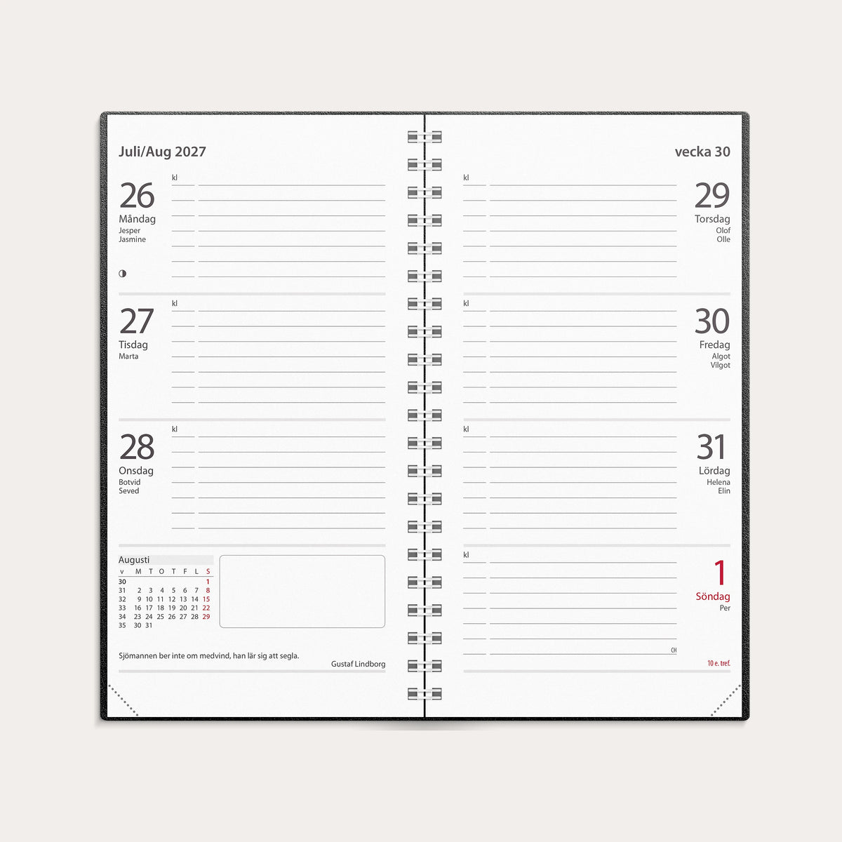 Kalender 2027 Master svart konstläder