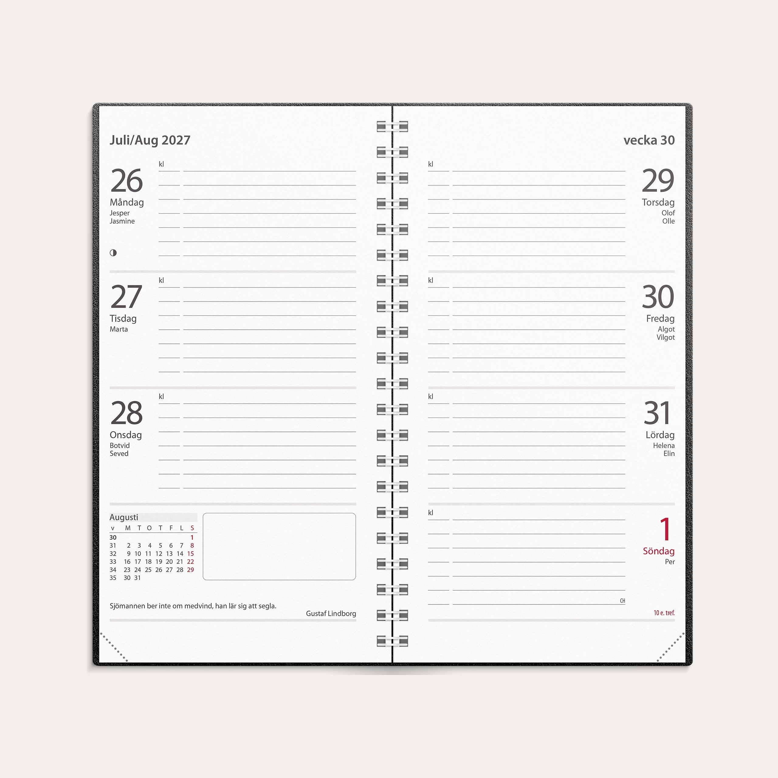 Kalender 2027 Master svart konstläder