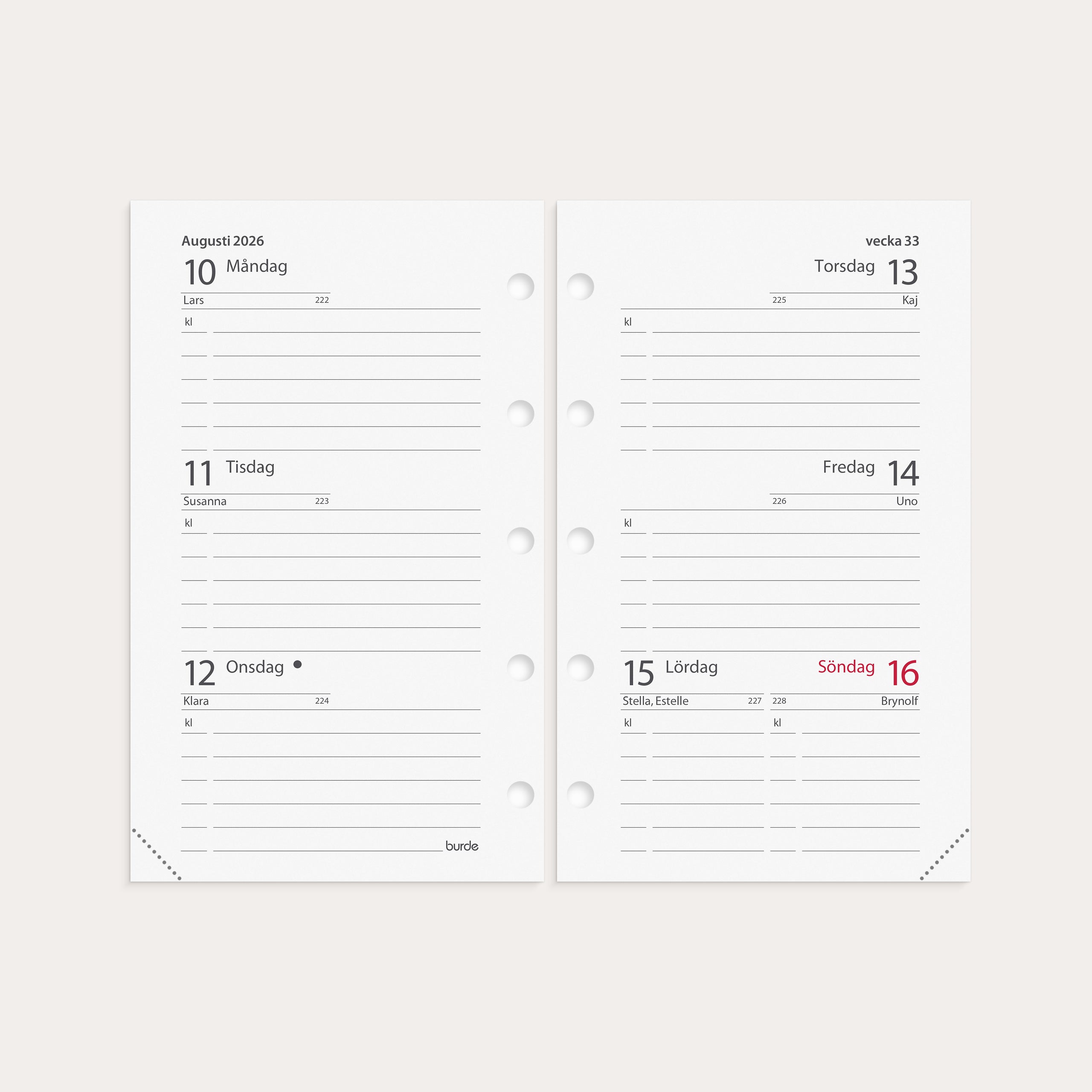 Kalender 2026 Mini kalendersats