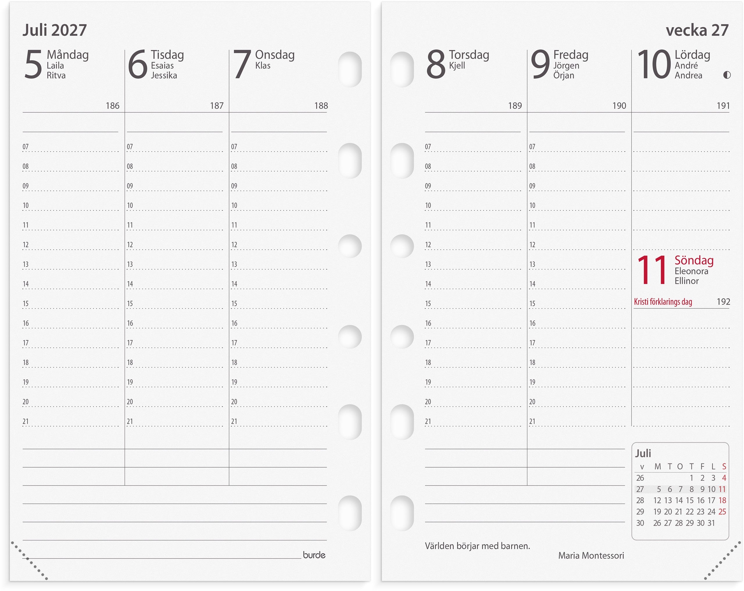 Compact Systemkalender 2027 svart konstläder