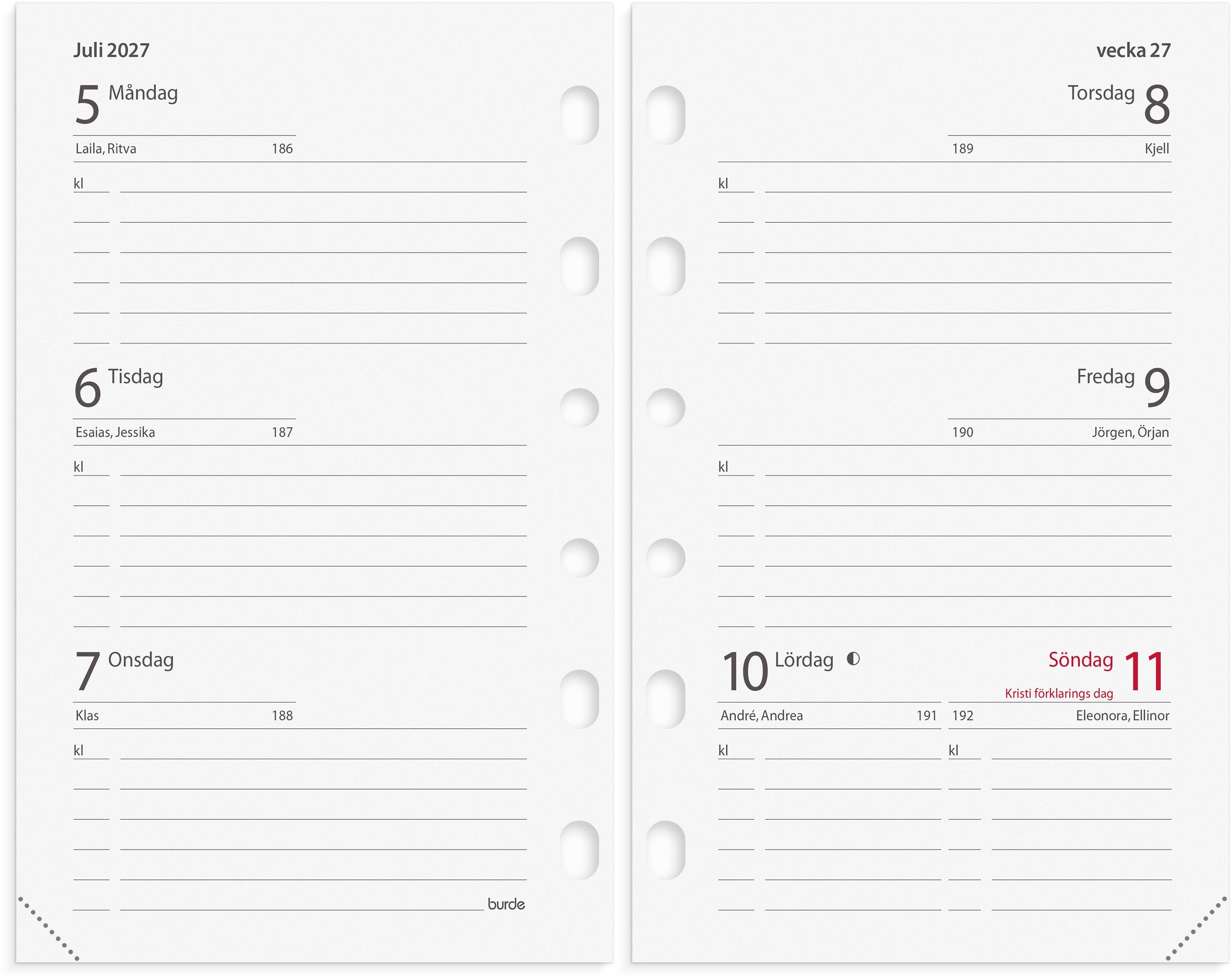 Compact Systemkalender 2027 svart skinn