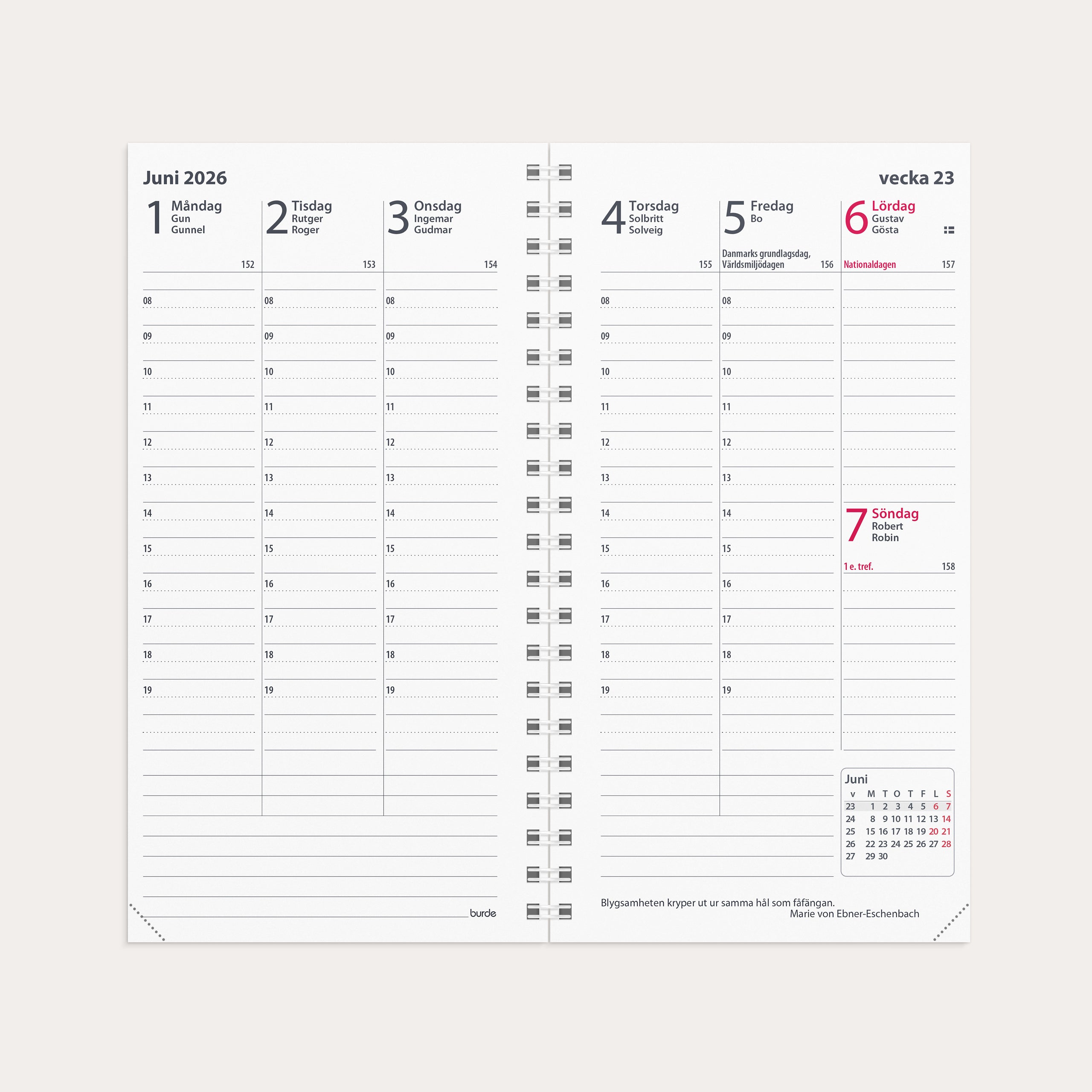 Planner kalendersats Interplano II 2026 – detail view