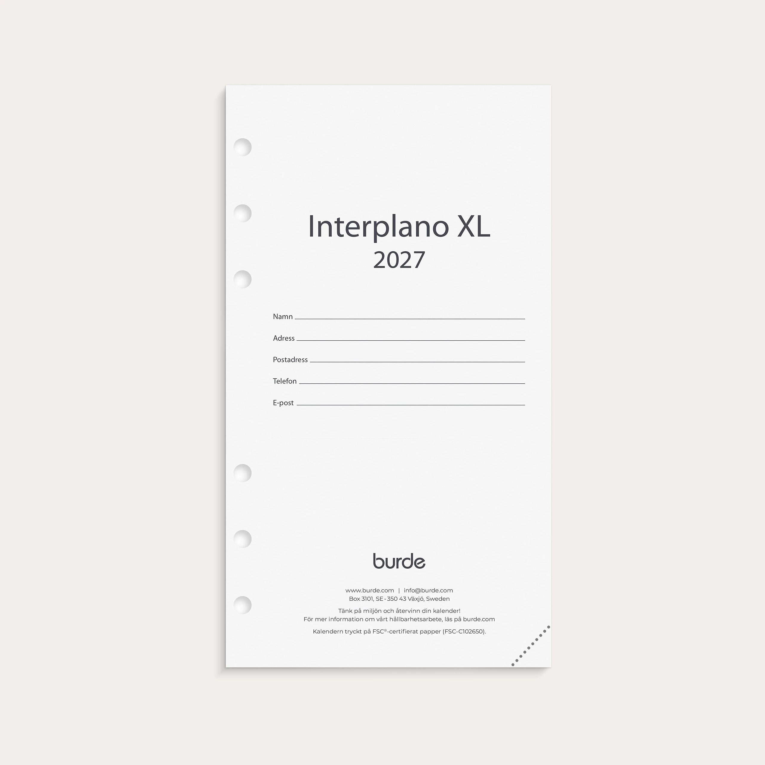 Regent kalendersats Interplano XL 2027