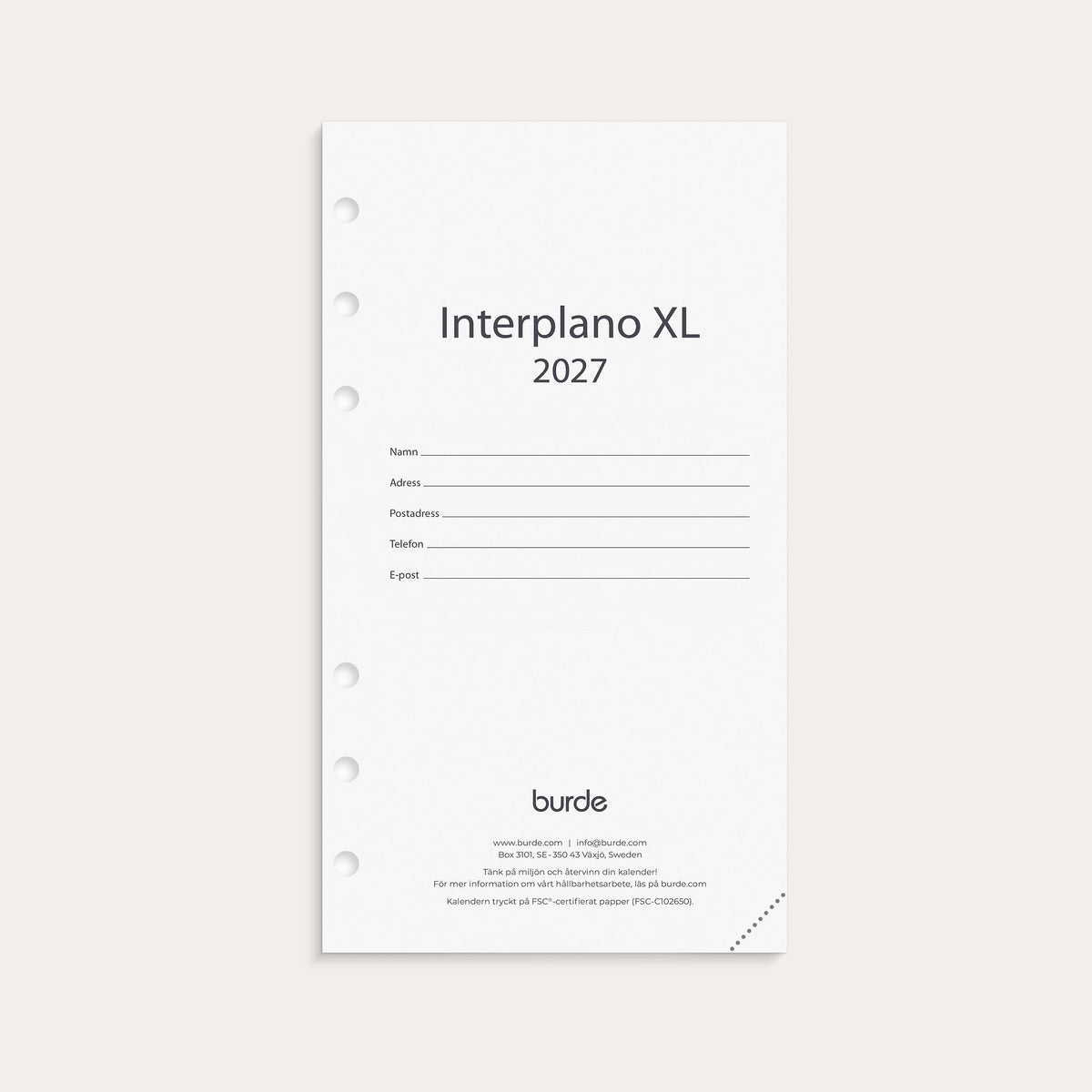 Regent kalendersats Interplano XL 2027