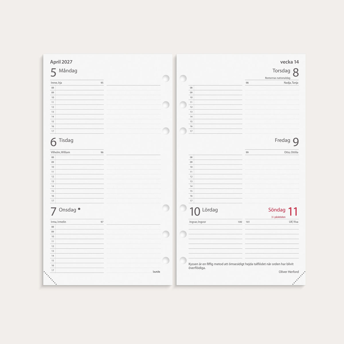 Regent Systemkalender 2027 svart konstläder