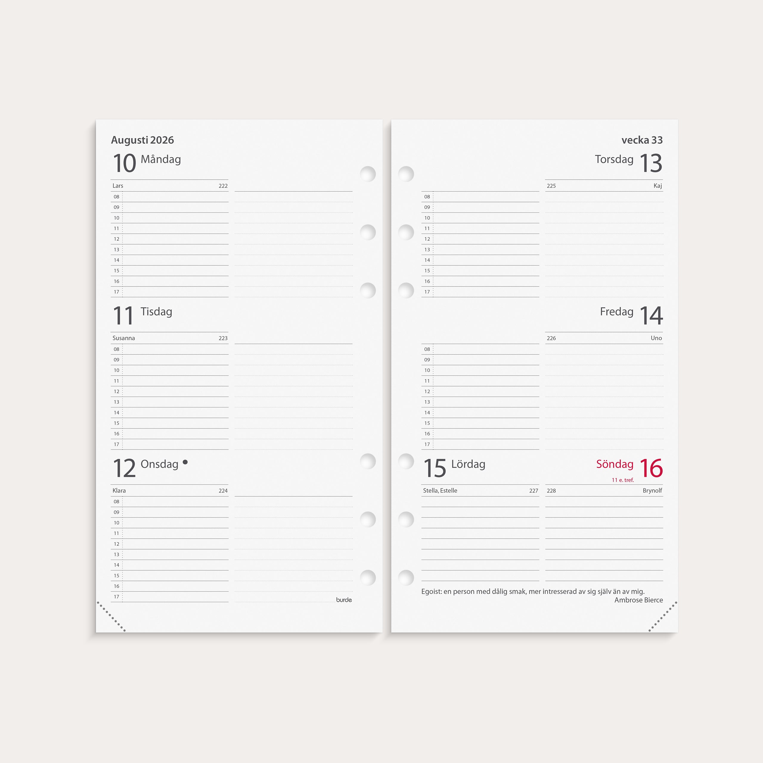 Kalender 2026 Regent Systemkal brunt skinn