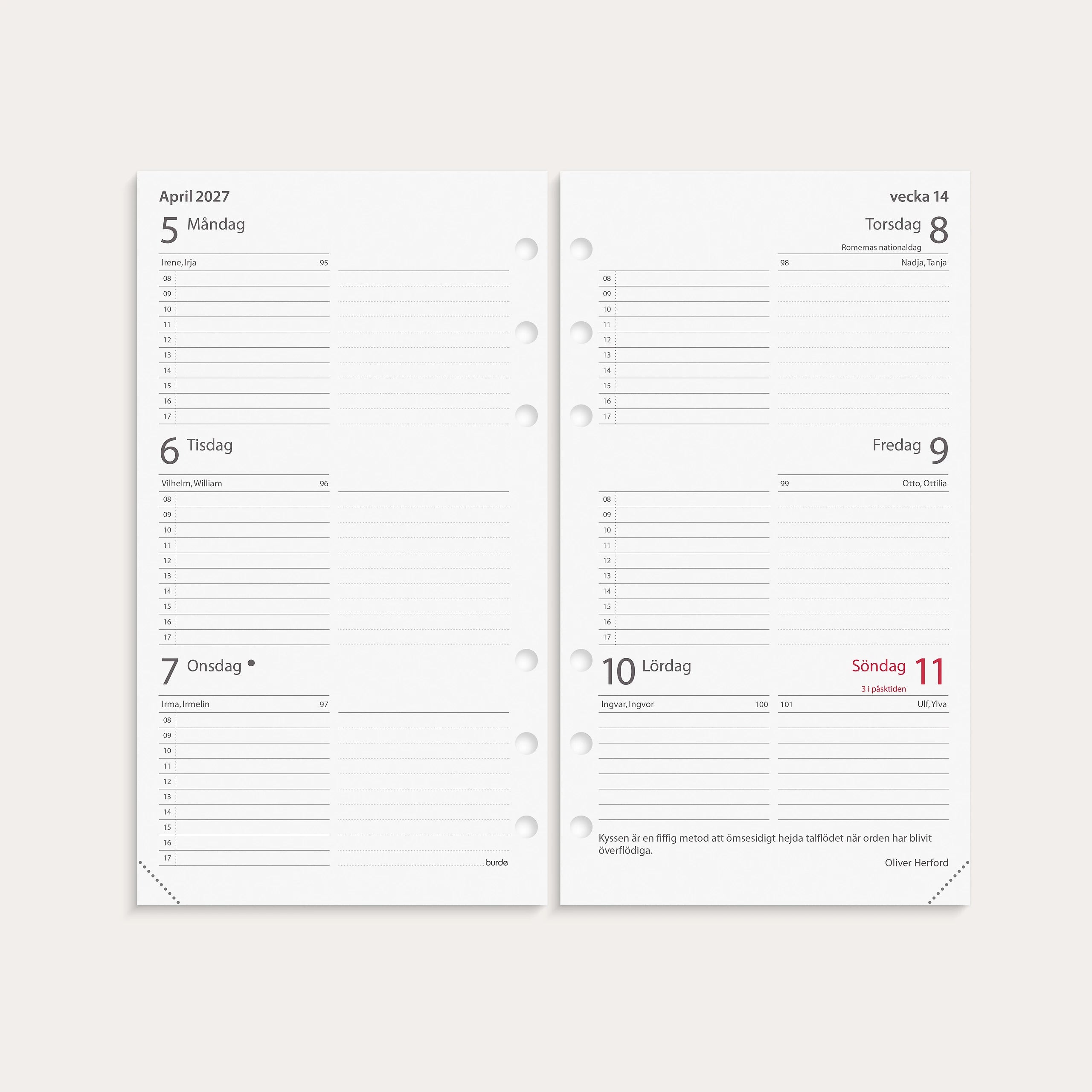 Regent Systemkalender 2027 brunt skinn