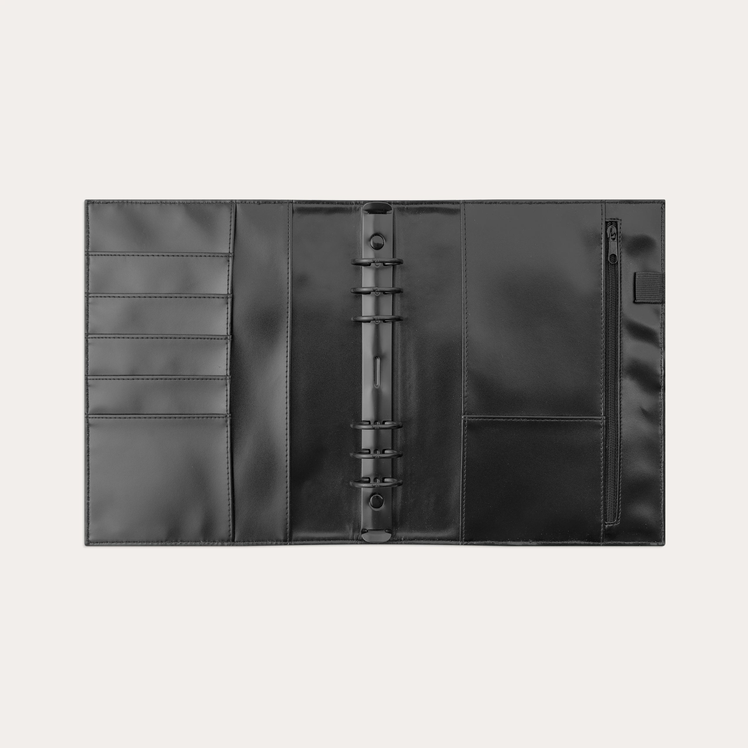 Business Systemkalender A5 2027 svart konstläder